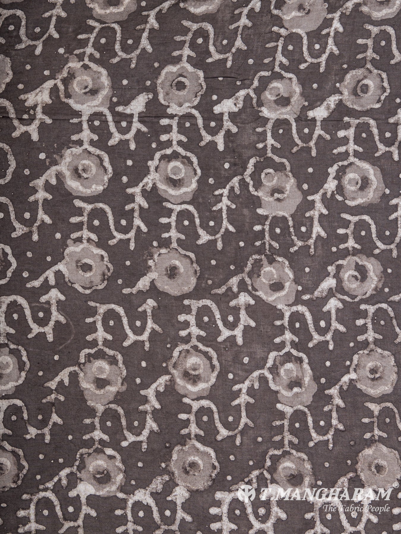 Grey Cotton Ikat Print Fabric - EC5644 view-3