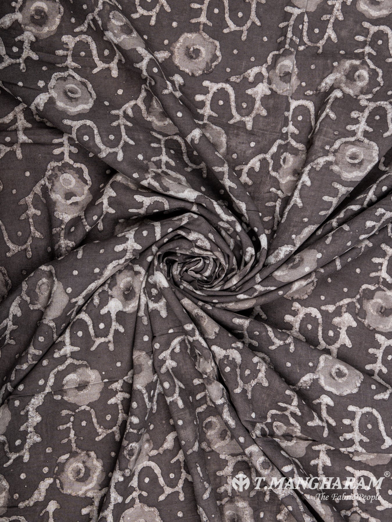 Grey Cotton Ikat Print Fabric - EC5644 view-1