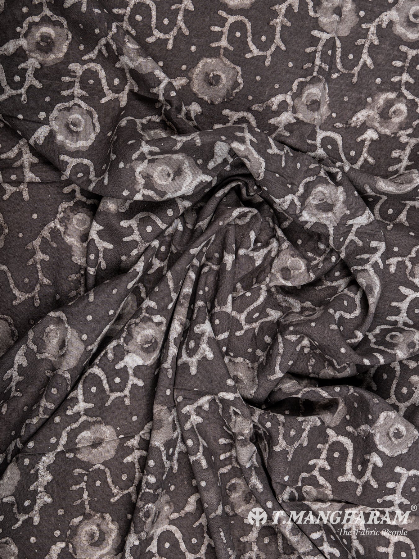 Grey Cotton Ikat Print Fabric - EC5644 view-4