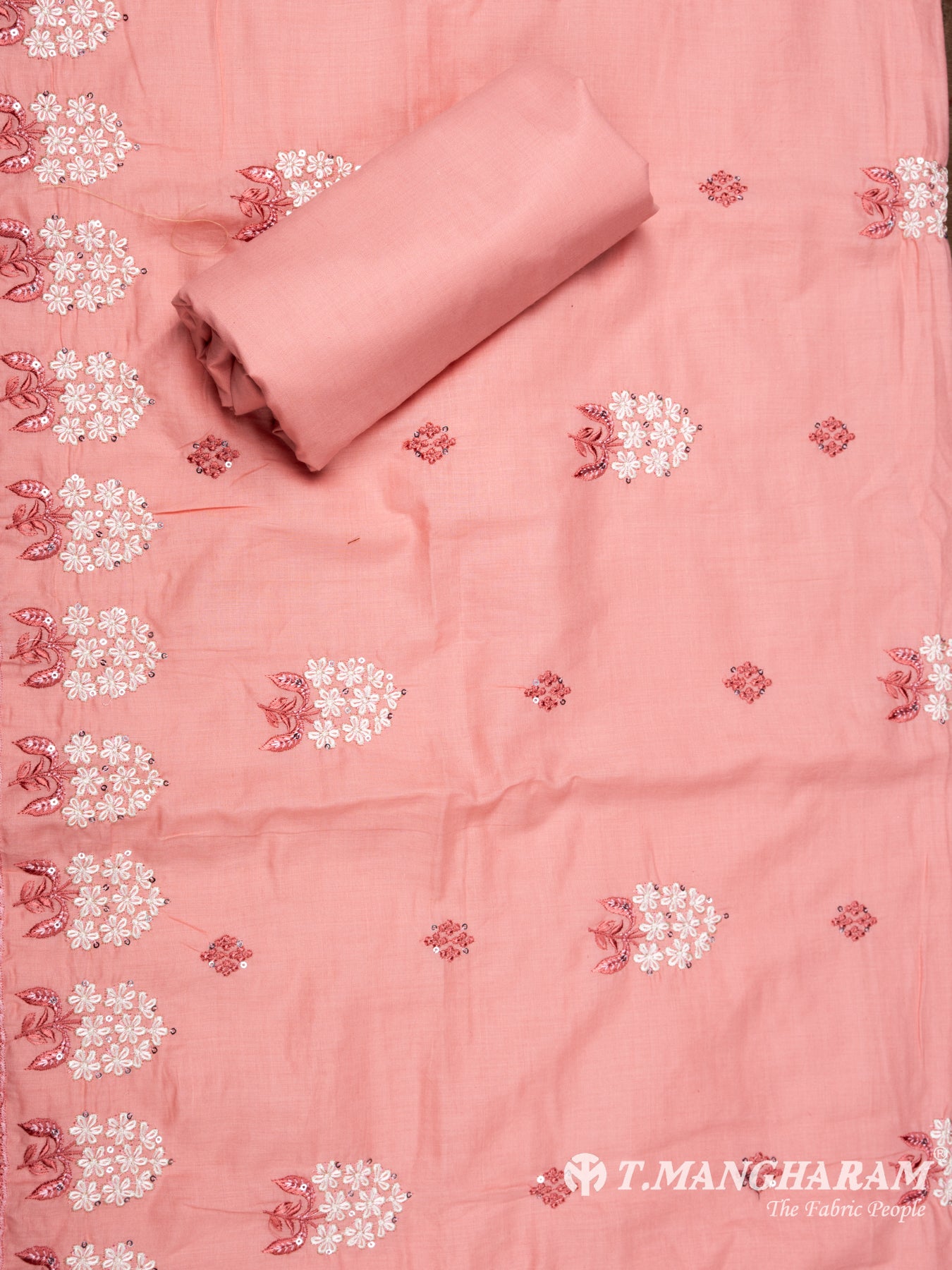 Peach Cotton Chudidhar Fabric Set - EH1522 view-3