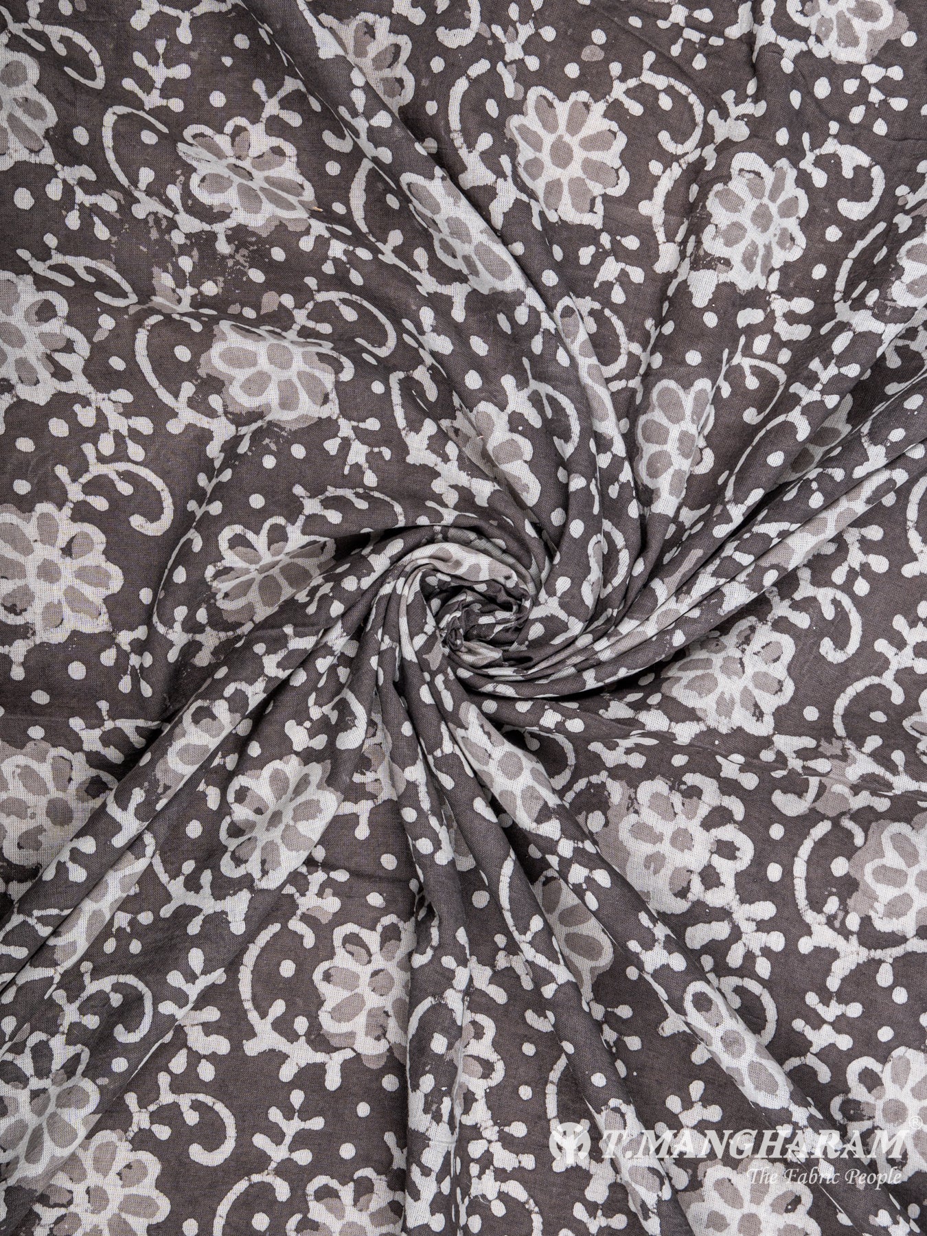 Grey Cotton Ikat Print Fabric - EC5645 view-1