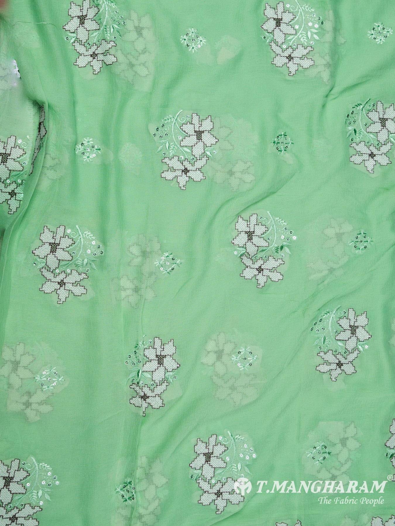 Green Cotton Chudidhar Fabric Set - EH1512 view-3