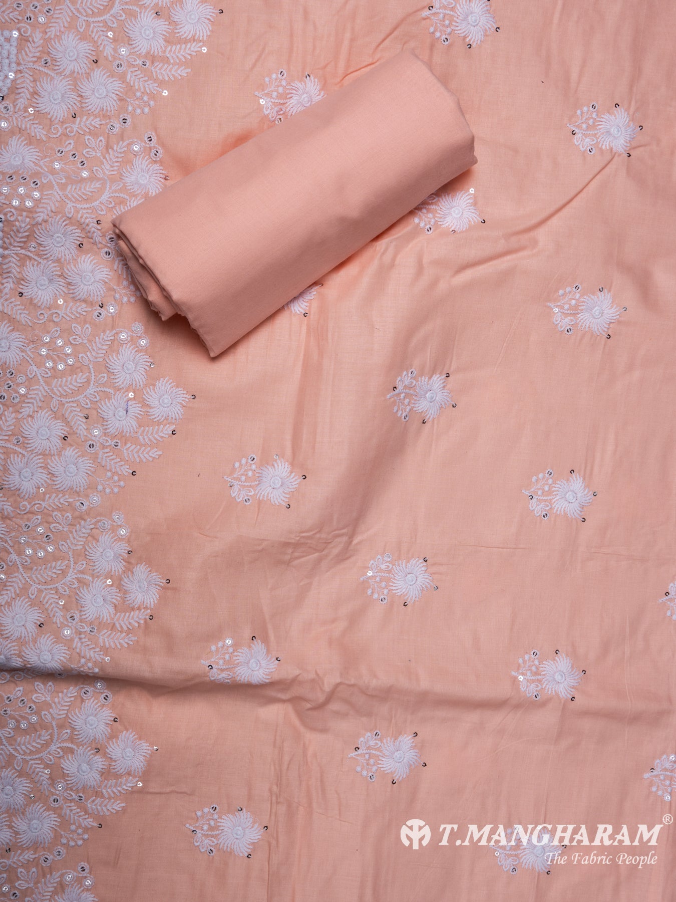 Peach Cotton Chudidhar Fabric Set - EH1527 view-2