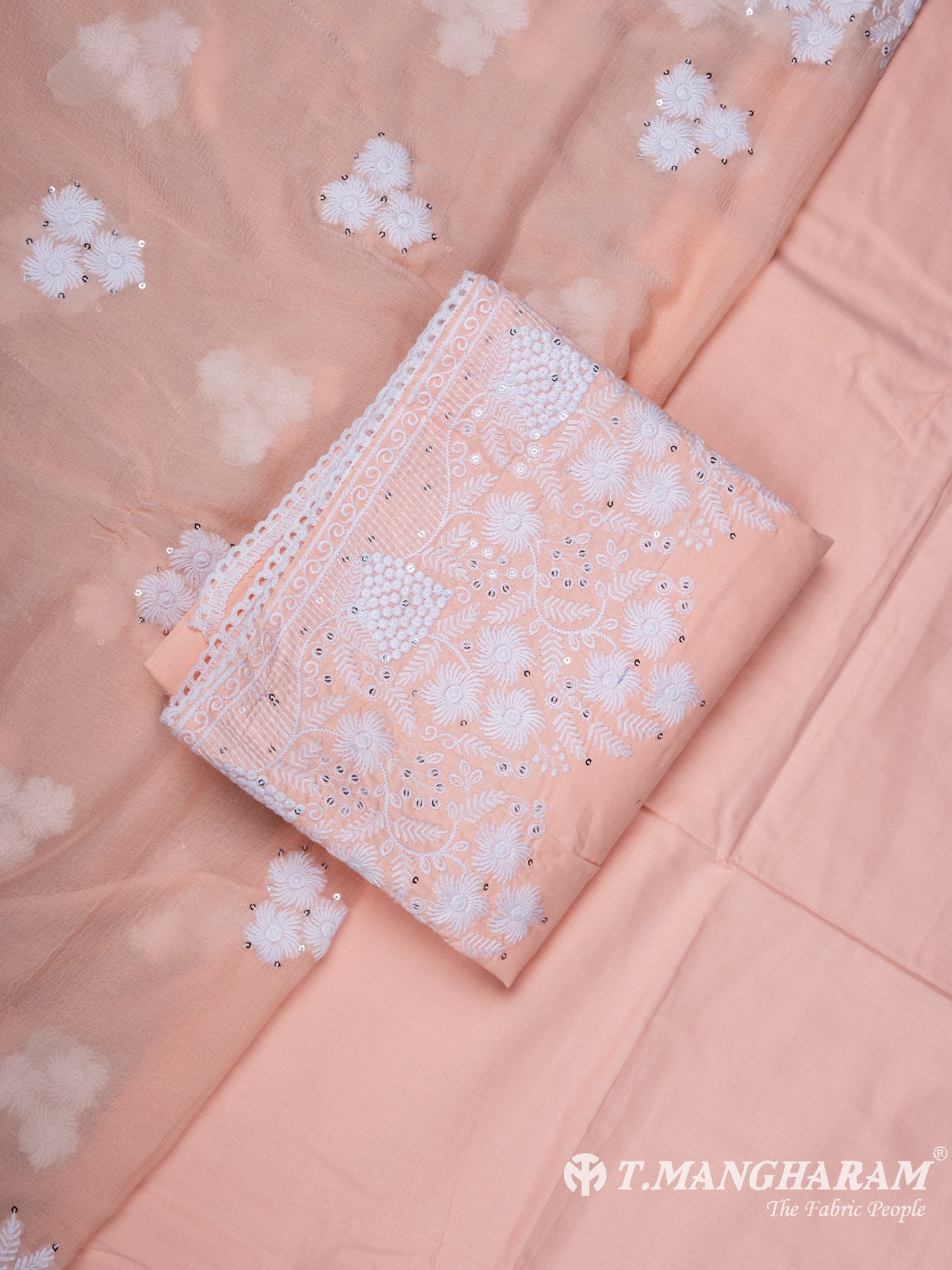 Peach Cotton Chudidhar Fabric Set - EH1527 view-1