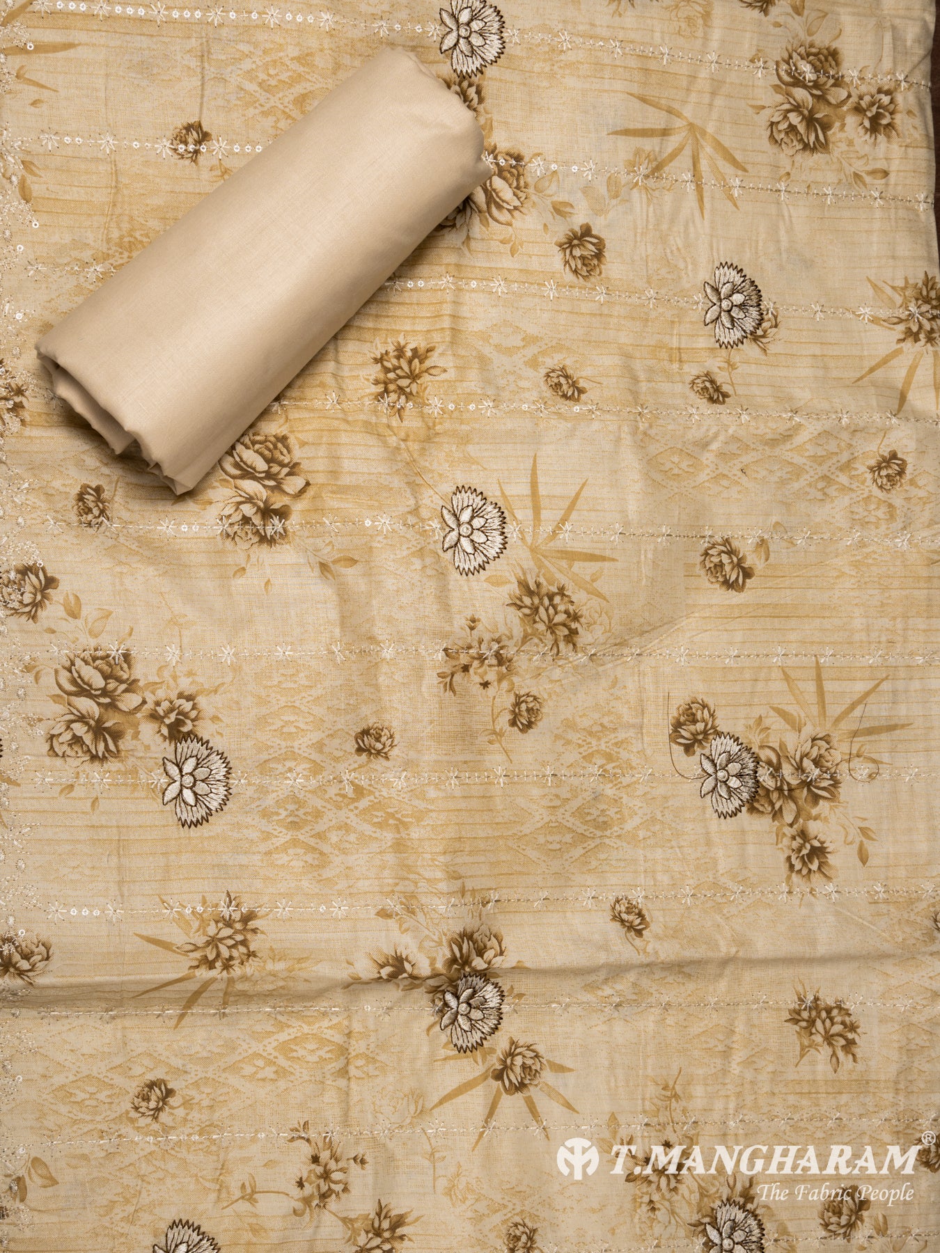 Beige Cotton Chudidhar Fabric Set - EH1468 view-2