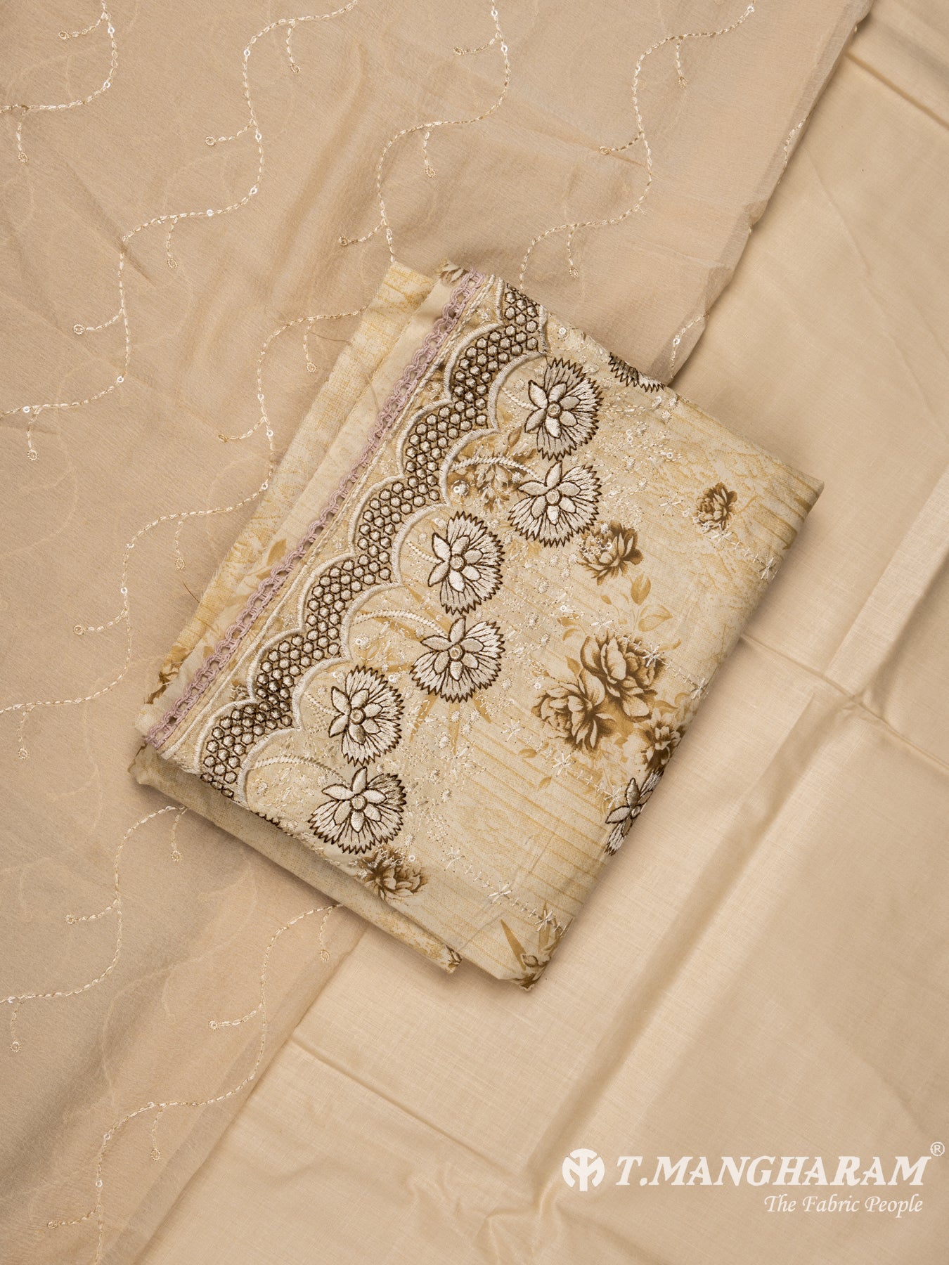Beige Cotton Chudidhar Fabric Set - EH1468 view-1