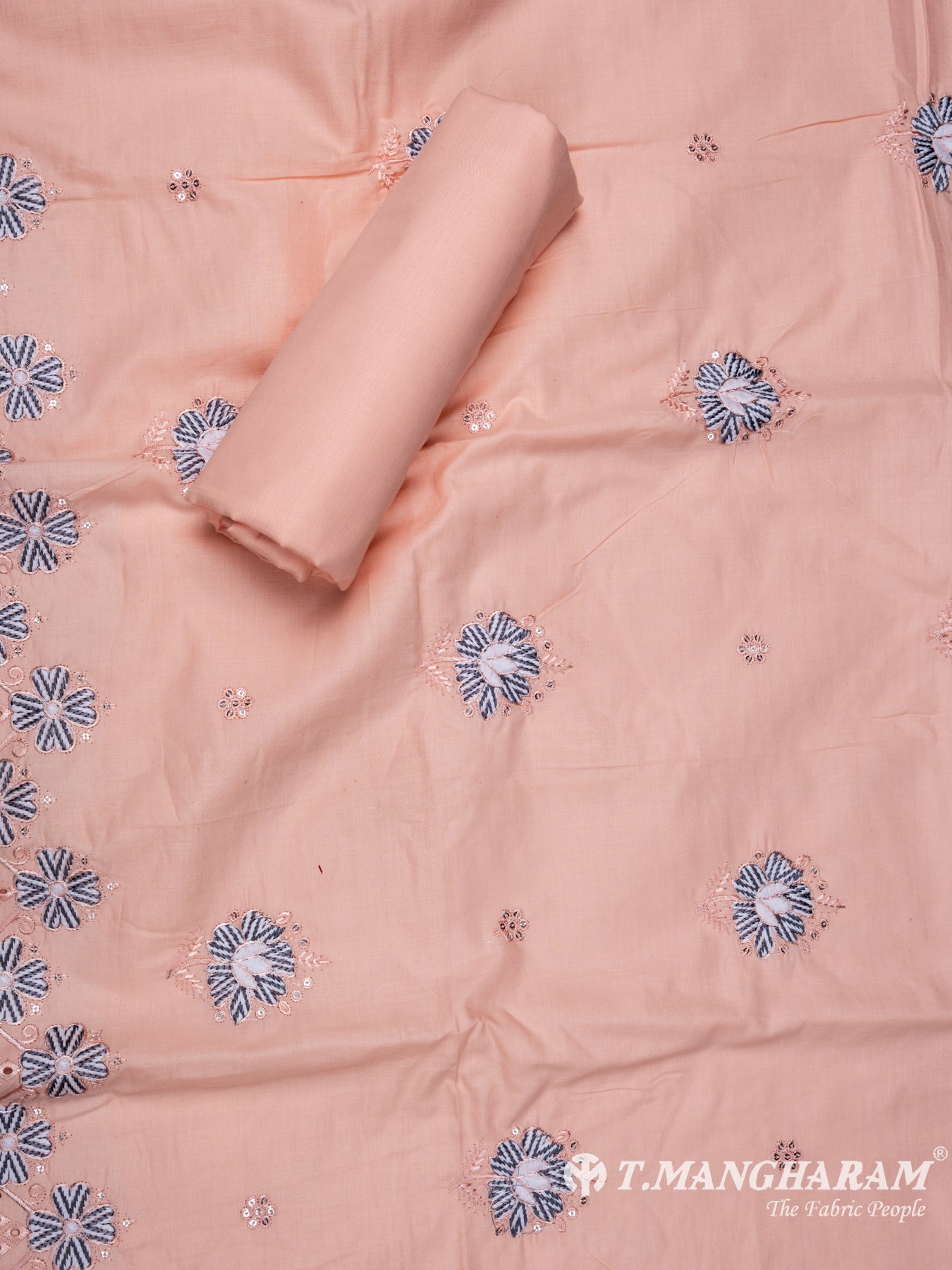 Peach Cotton Chudidhar Fabric Set - EH1451 view-2