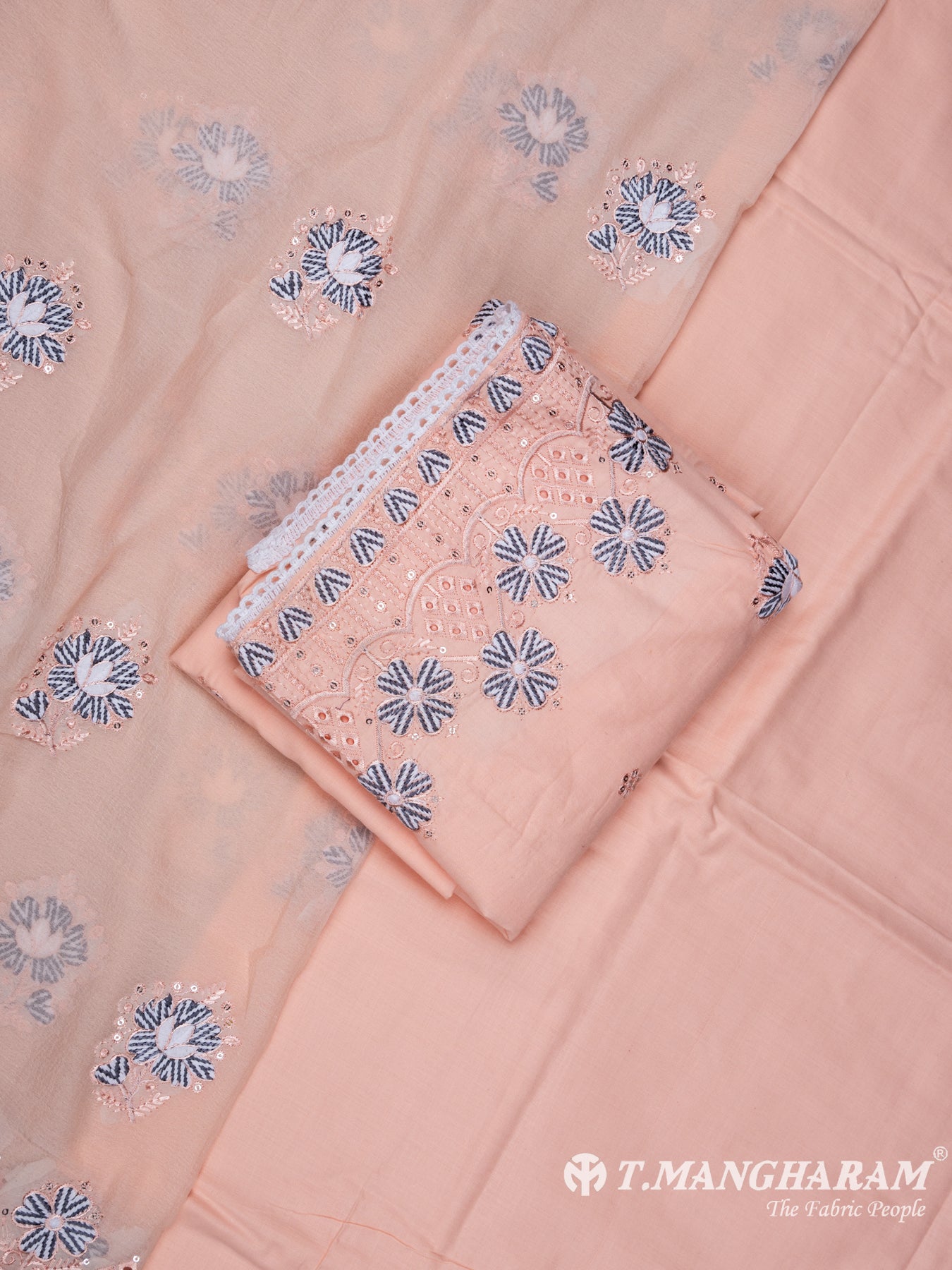 Peach Cotton Chudidhar Fabric Set - EH1451 view-1