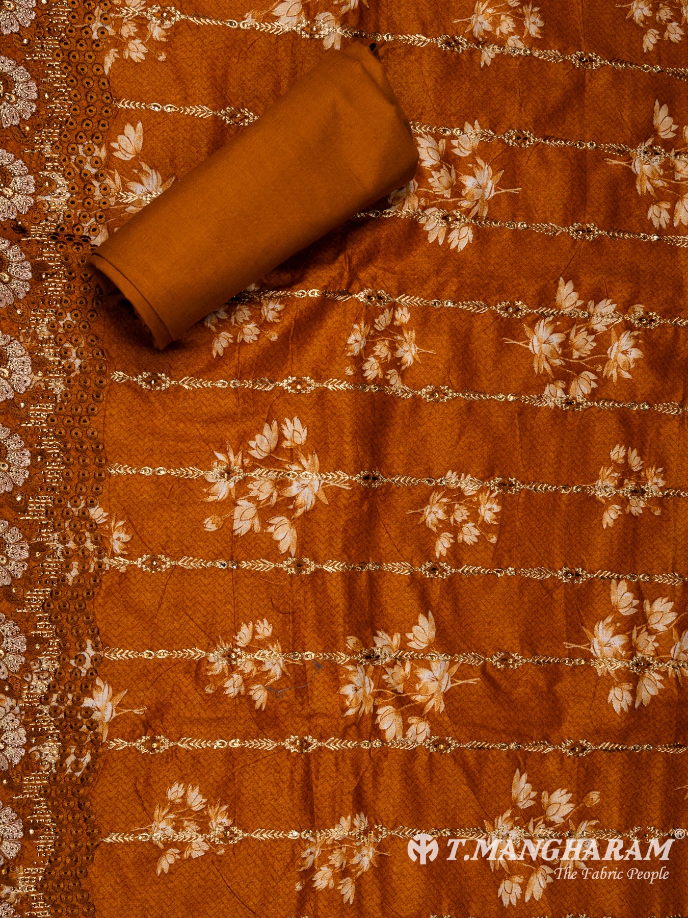 Rust Cotton Chudidhar Fabric Set - EH1471 view-2