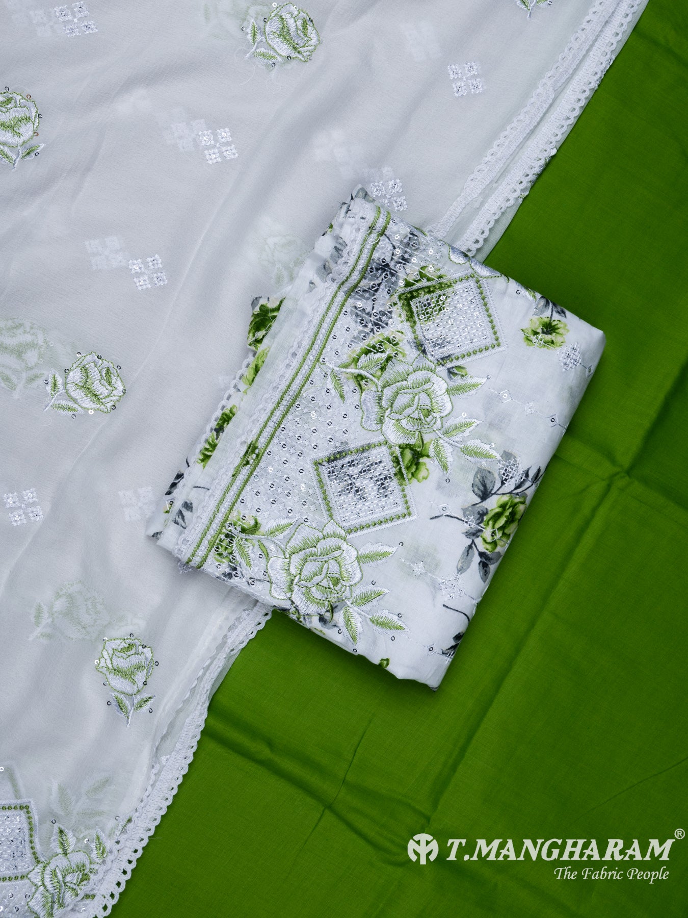 Green Cotton Chudidhar Fabric Set - EH1456 view-1