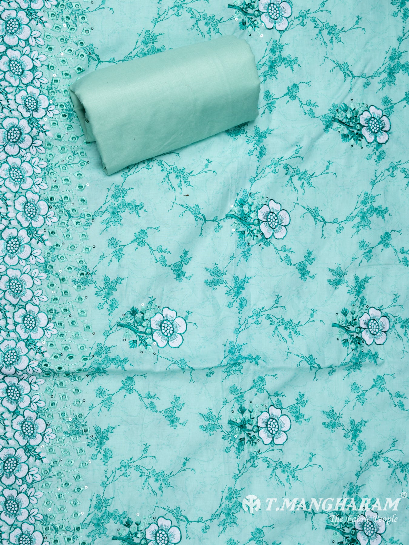 Green Cotton Chudidhar Fabric Set - EH1466 view-2