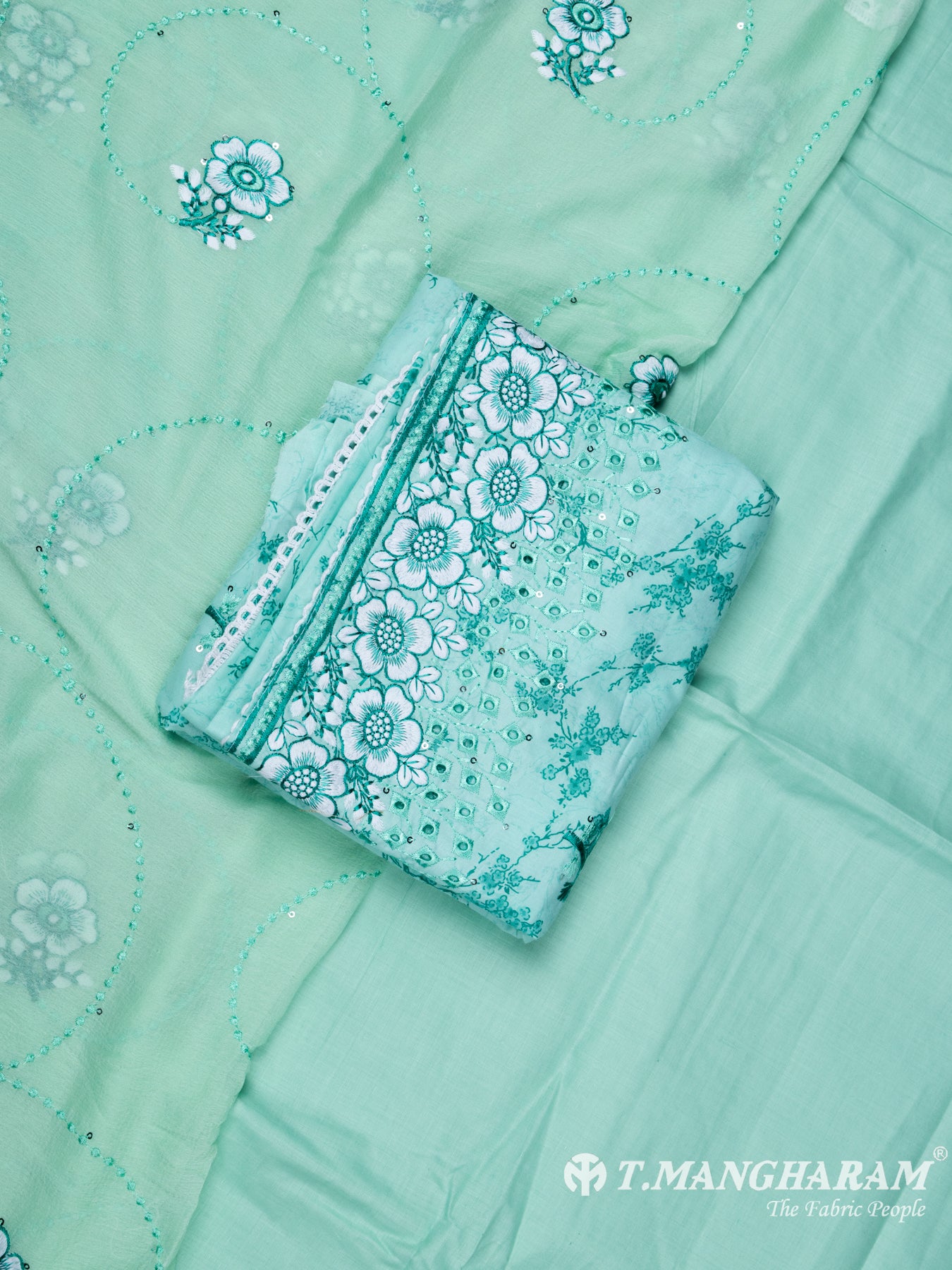 Green Cotton Chudidhar Fabric Set - EH1466 view-1