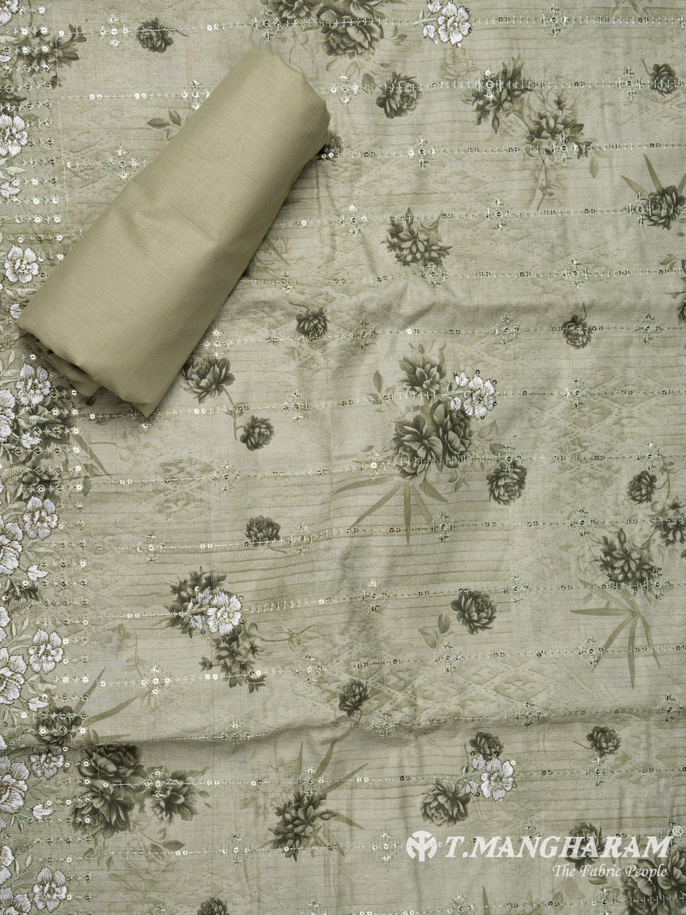 Green Cotton Chudidhar Fabric Set - EH1495 view-2