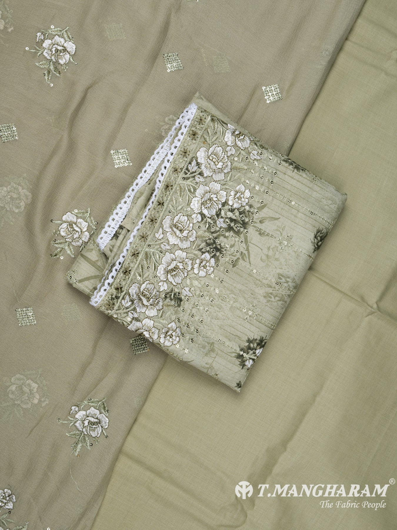 Green Cotton Chudidhar Fabric Set - EH1495 view-1