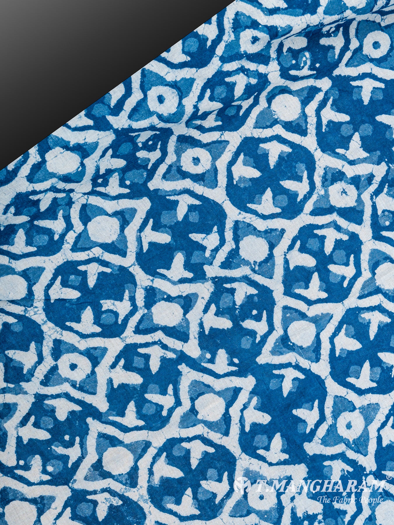 Blue Cotton Ikat Print Fabric - EC5653 view-2