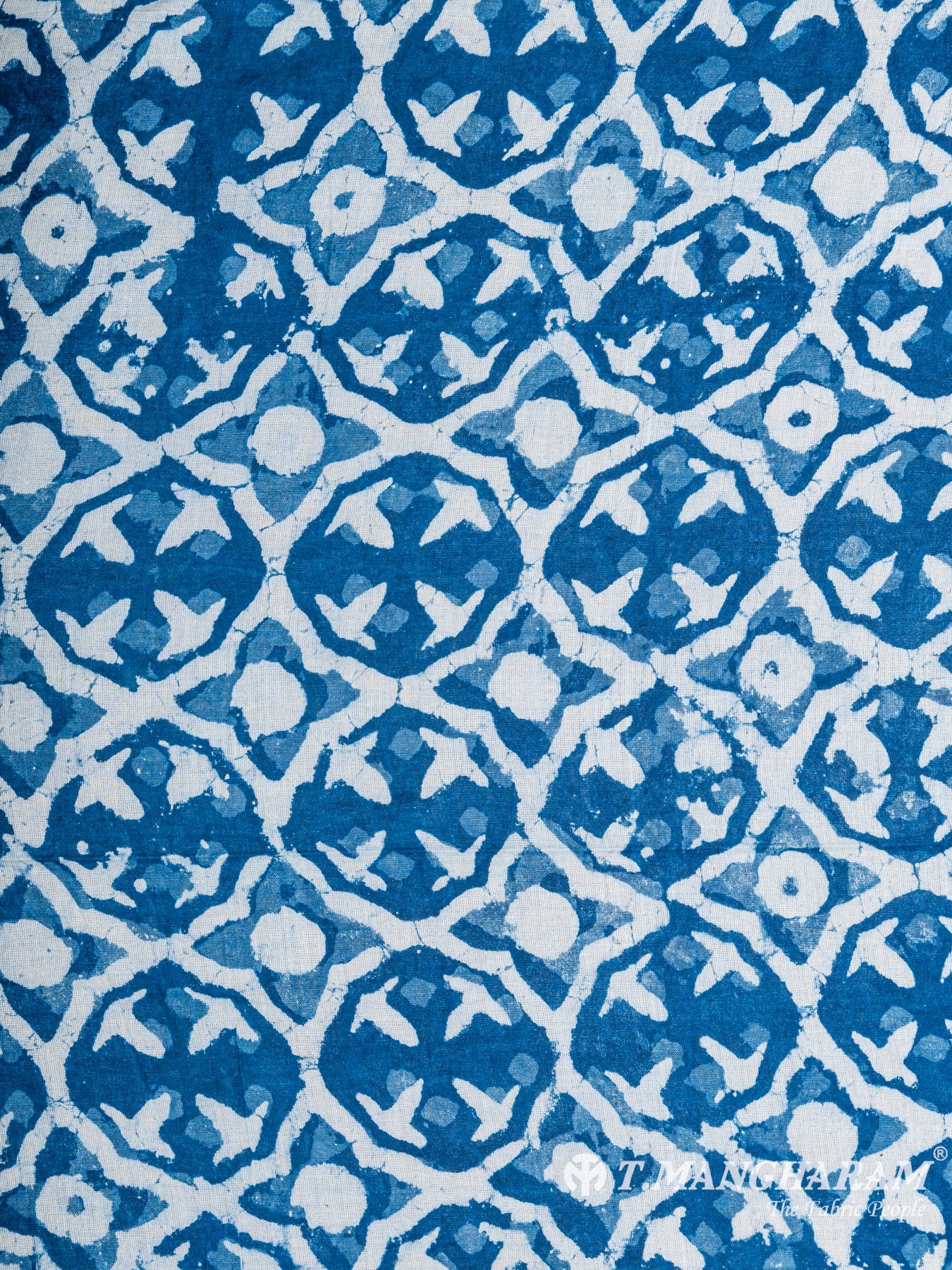 Blue Cotton Ikat Print Fabric - EC5653 view-3