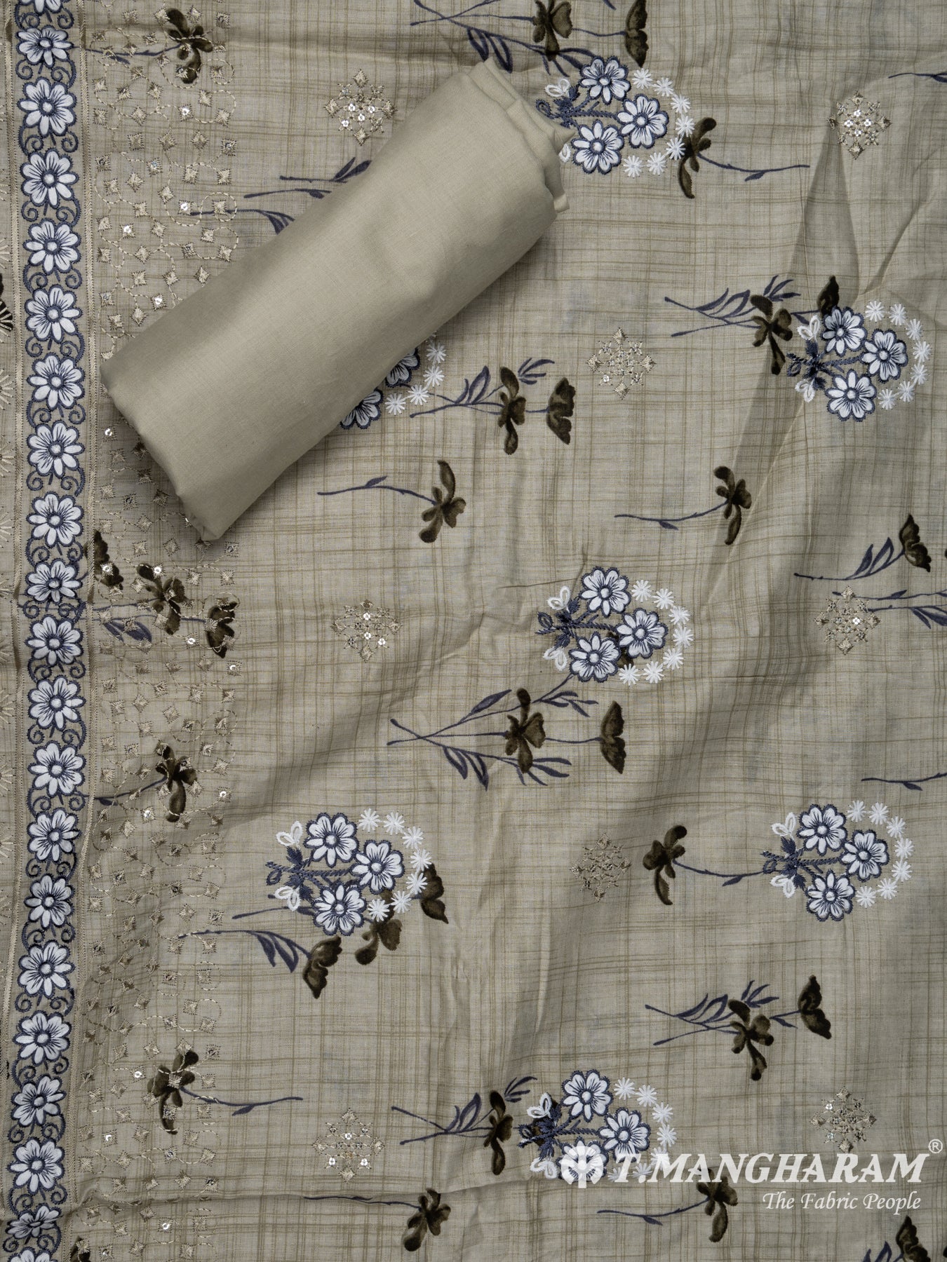 Green Cotton Chudidhar Fabric Set - EH1501 view-2