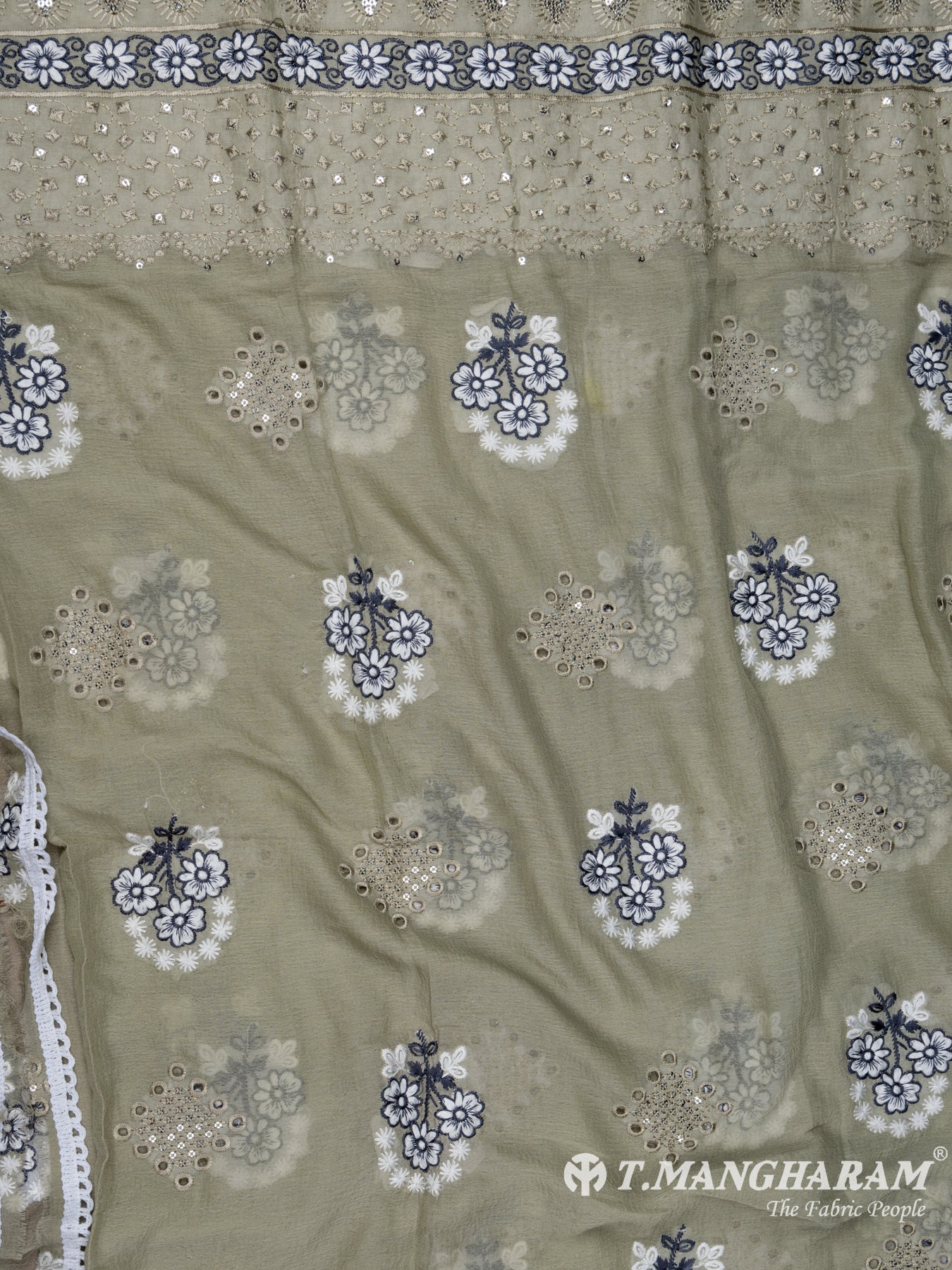 Green Cotton Chudidhar Fabric Set - EH1501 view-3