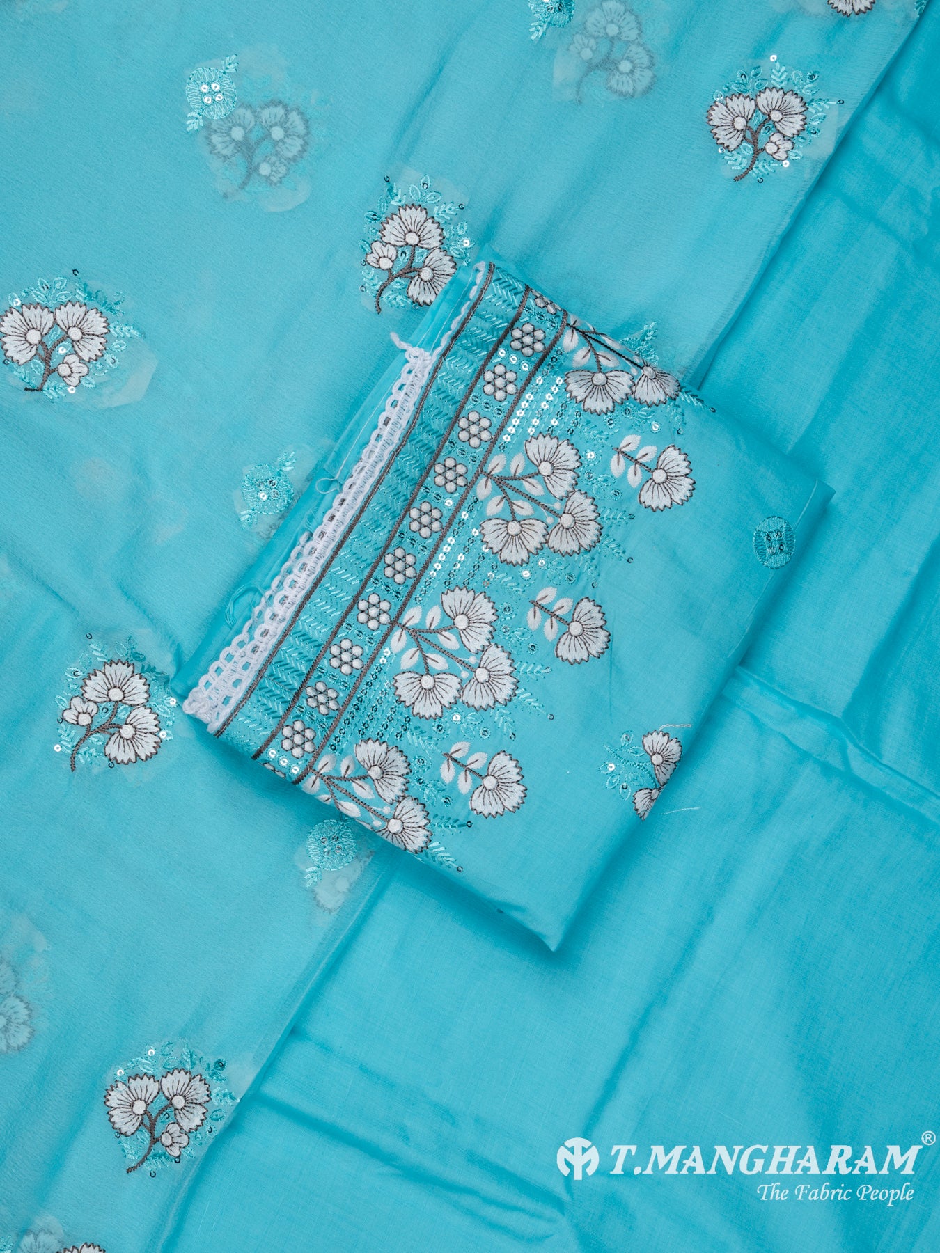 Blue Cotton Chudidhar Fabric Set - EH1449 view-1