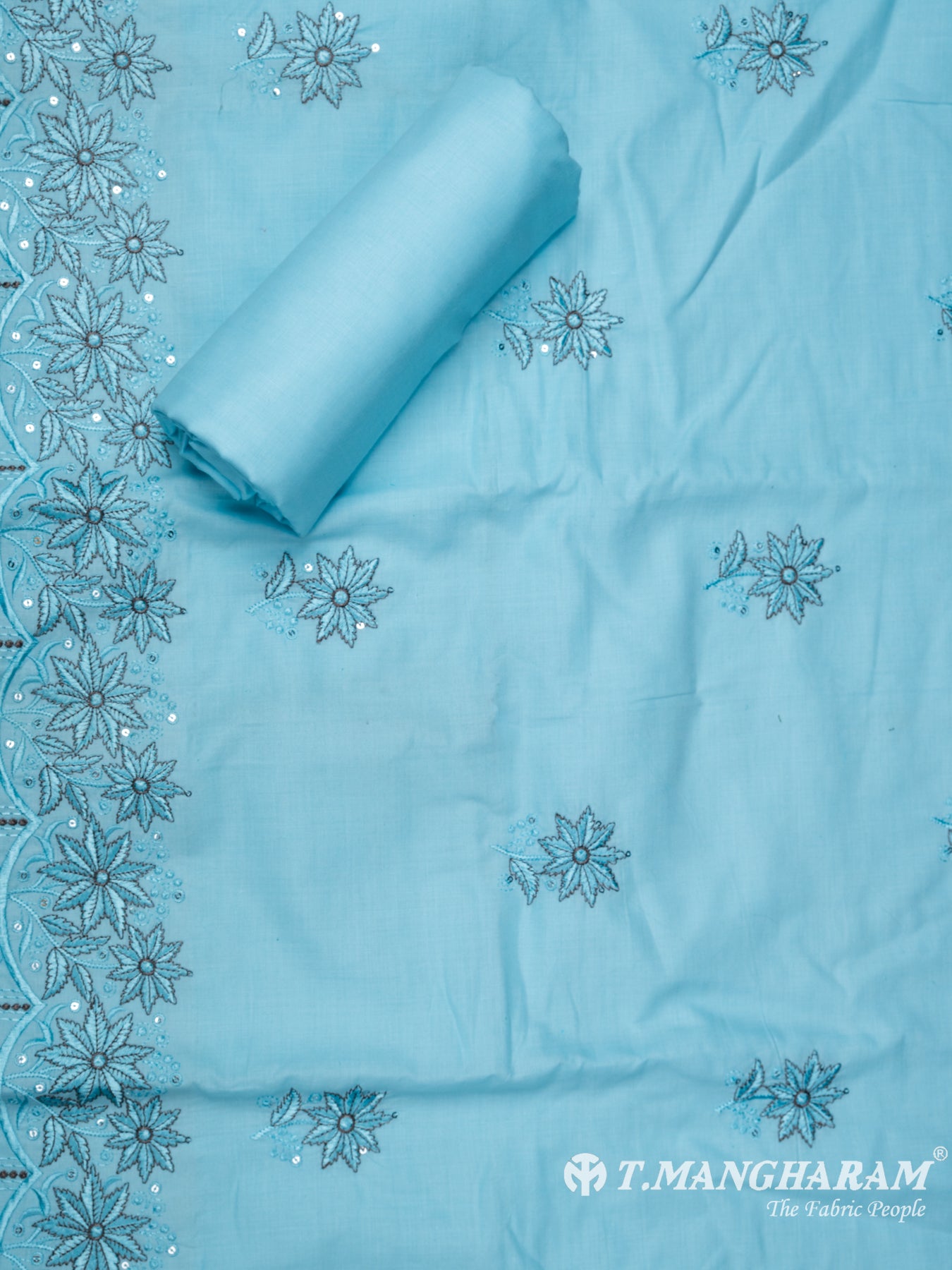 Blue Cotton Chudidhar Fabric Set - EH1447 view-2