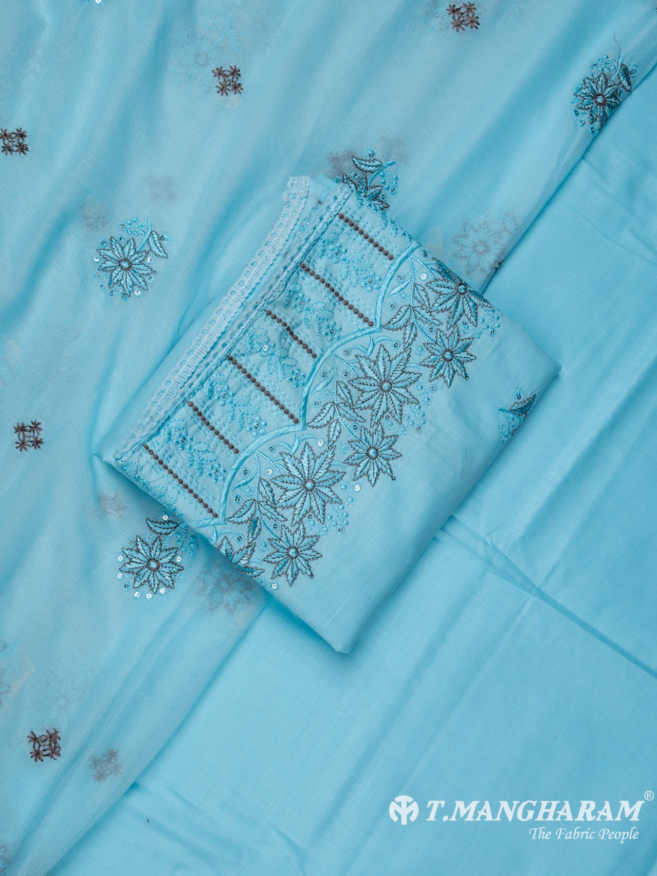Blue Cotton Chudidhar Fabric Set - EH1447 view-1