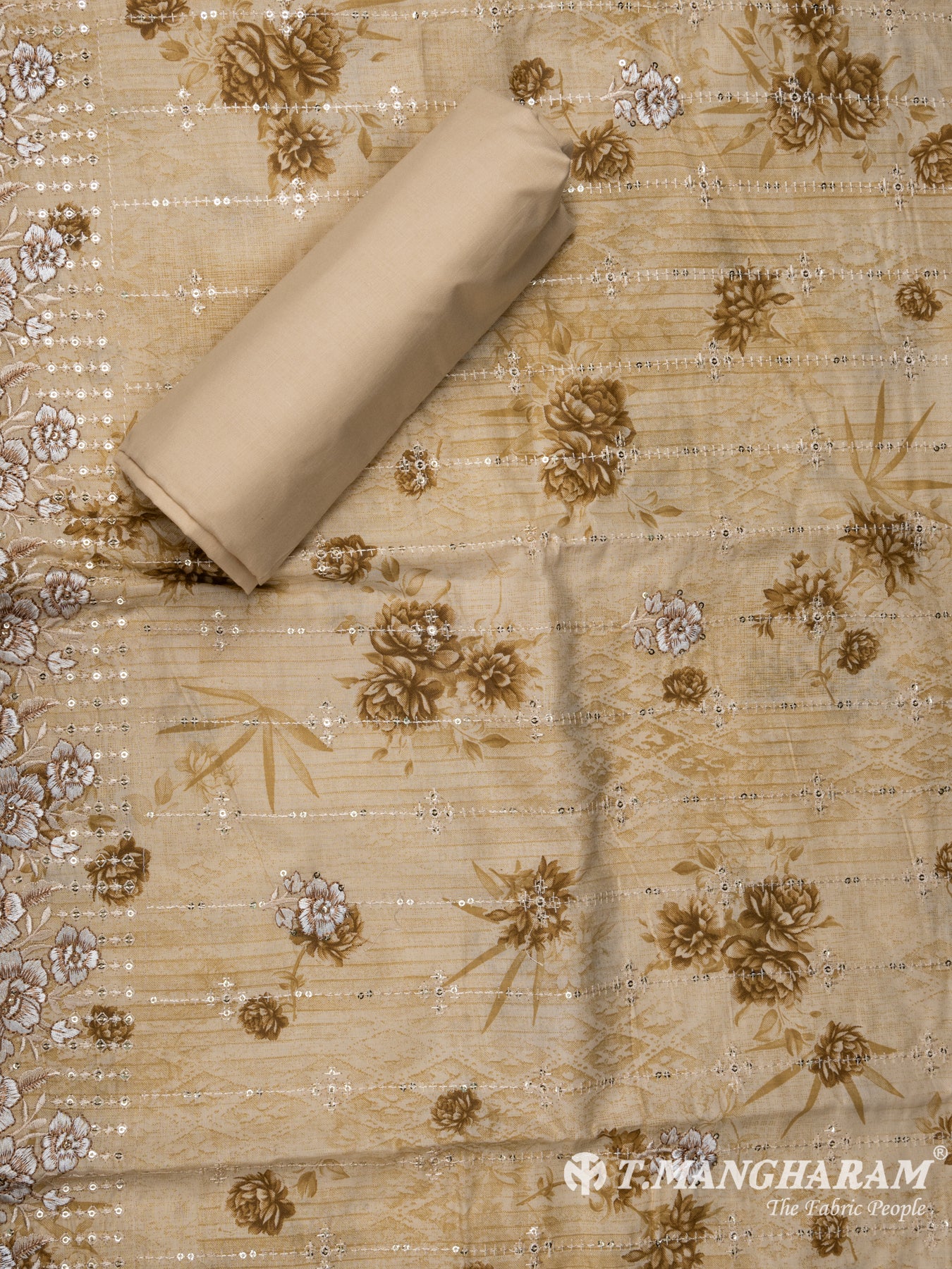 Beige Cotton Chudidhar Fabric Set - EH1493 view-2