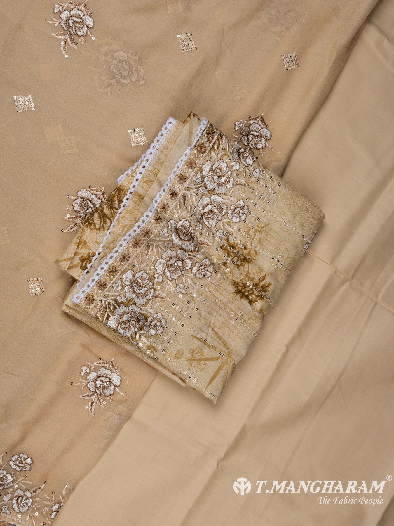 Beige Cotton Chudidhar Fabric Set - EH1493 view-1