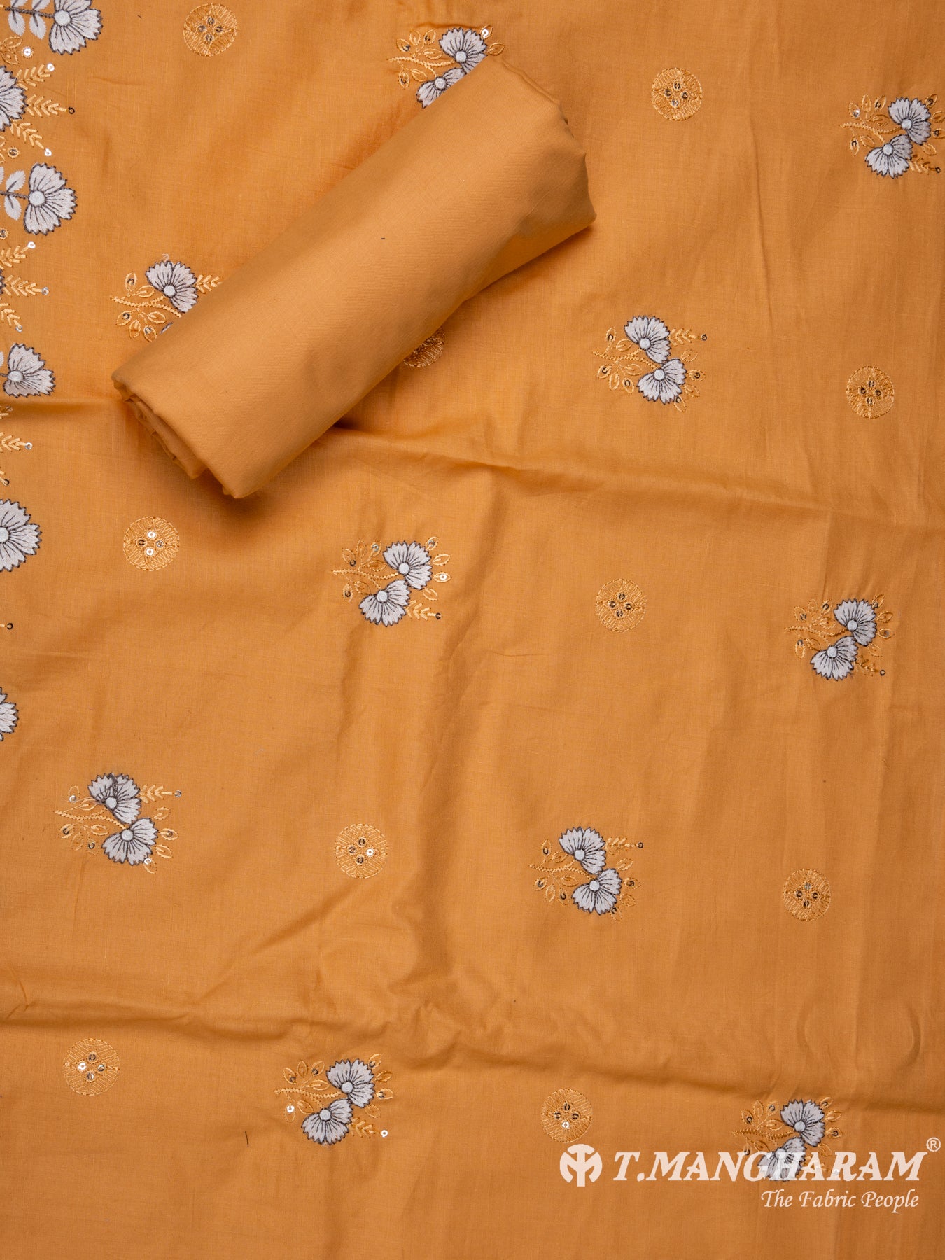 Mustard Yellow Cotton Chudidhar Fabric Set - EH1448 view-2