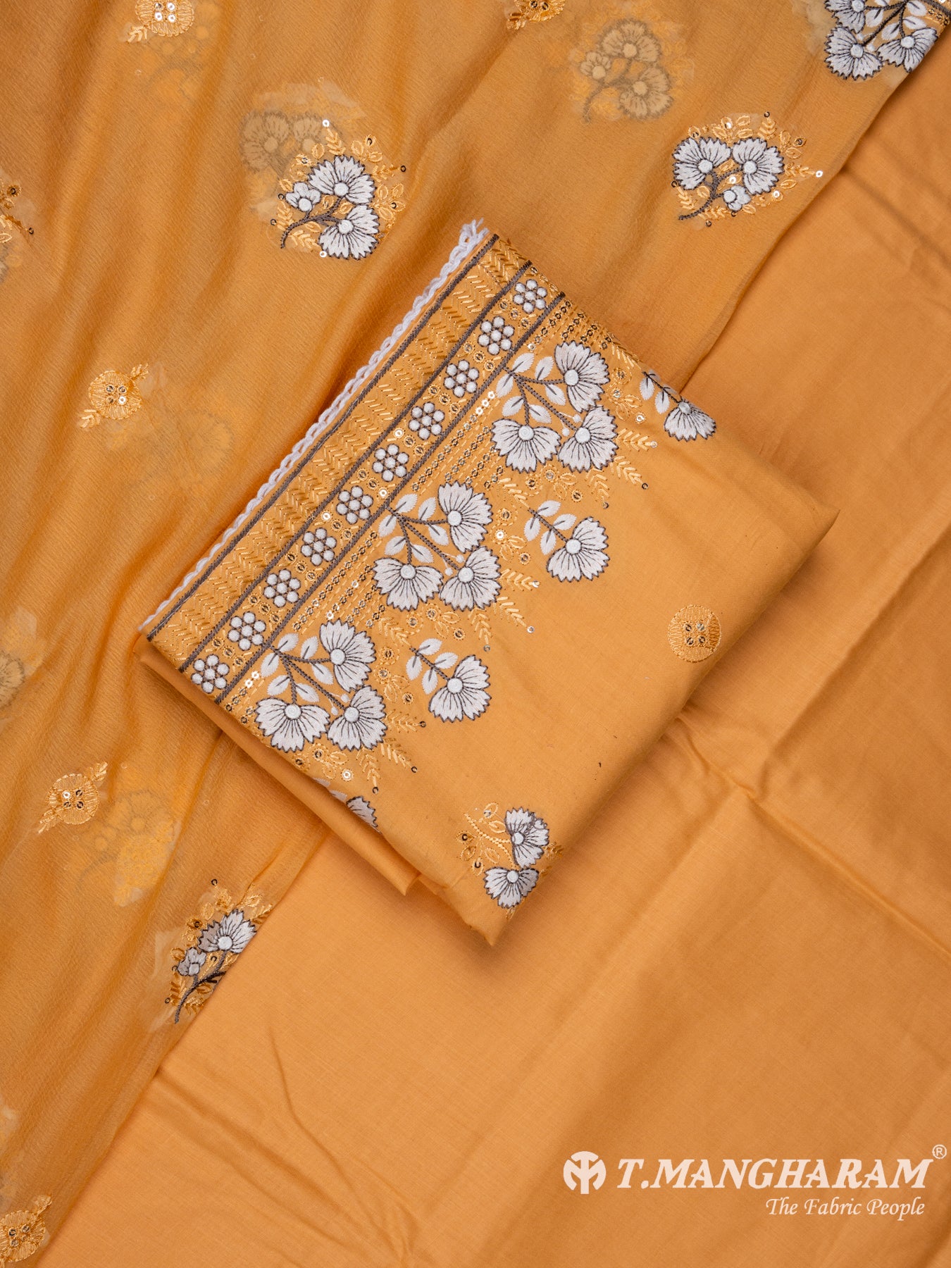Mustard Yellow Cotton Chudidhar Fabric Set - EH1448 view-1