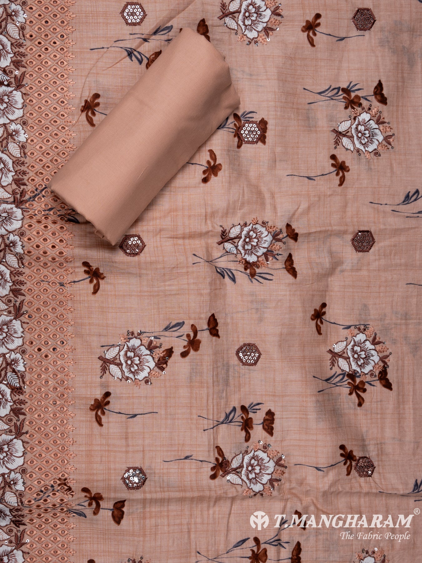 Peach Cotton Chudidhar Fabric Set - EH1504 view-2