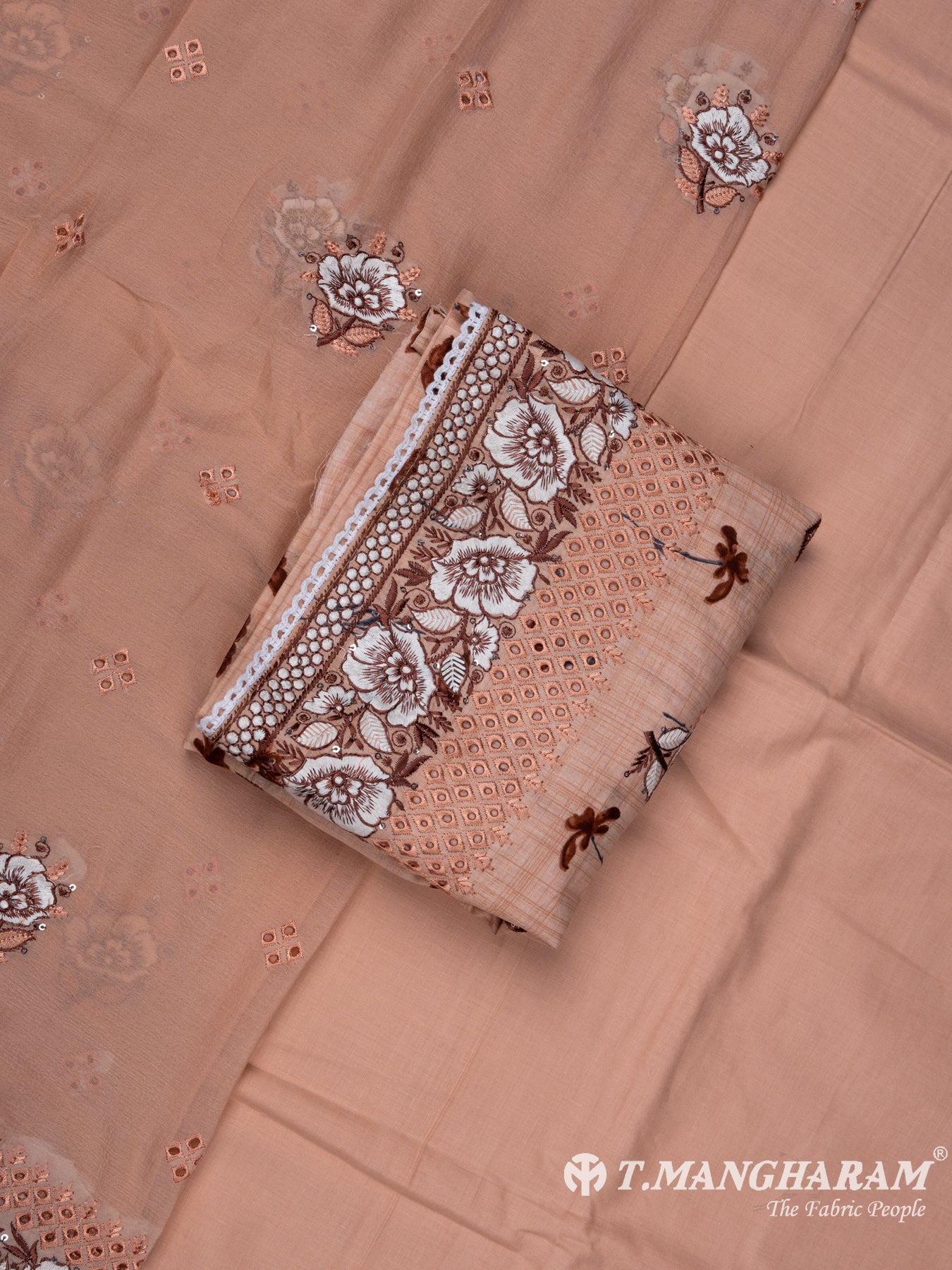 Peach Cotton Chudidhar Fabric Set - EH1504 view-1