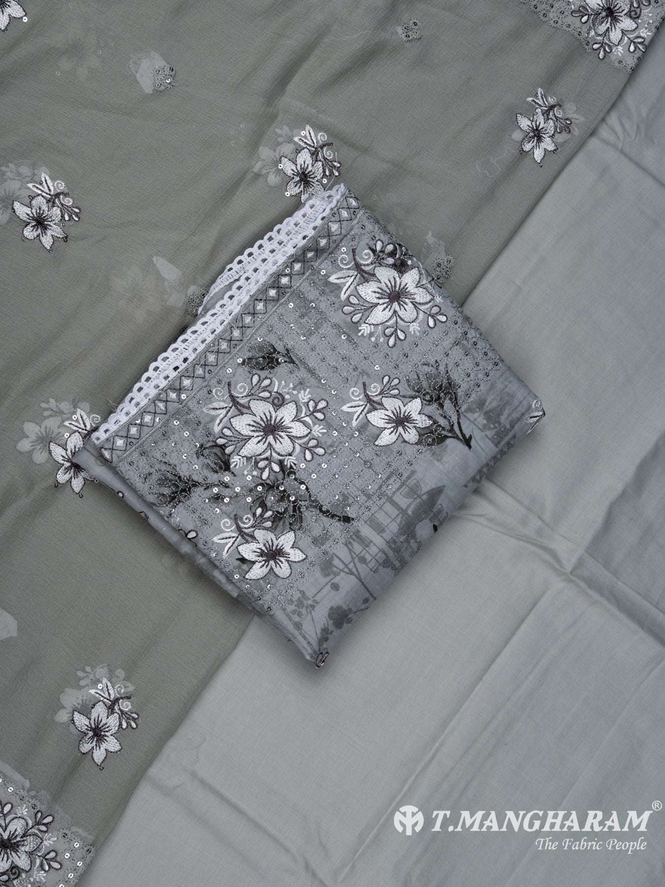 Grey Cotton Chudidhar Fabric Set - EH1446 view-1