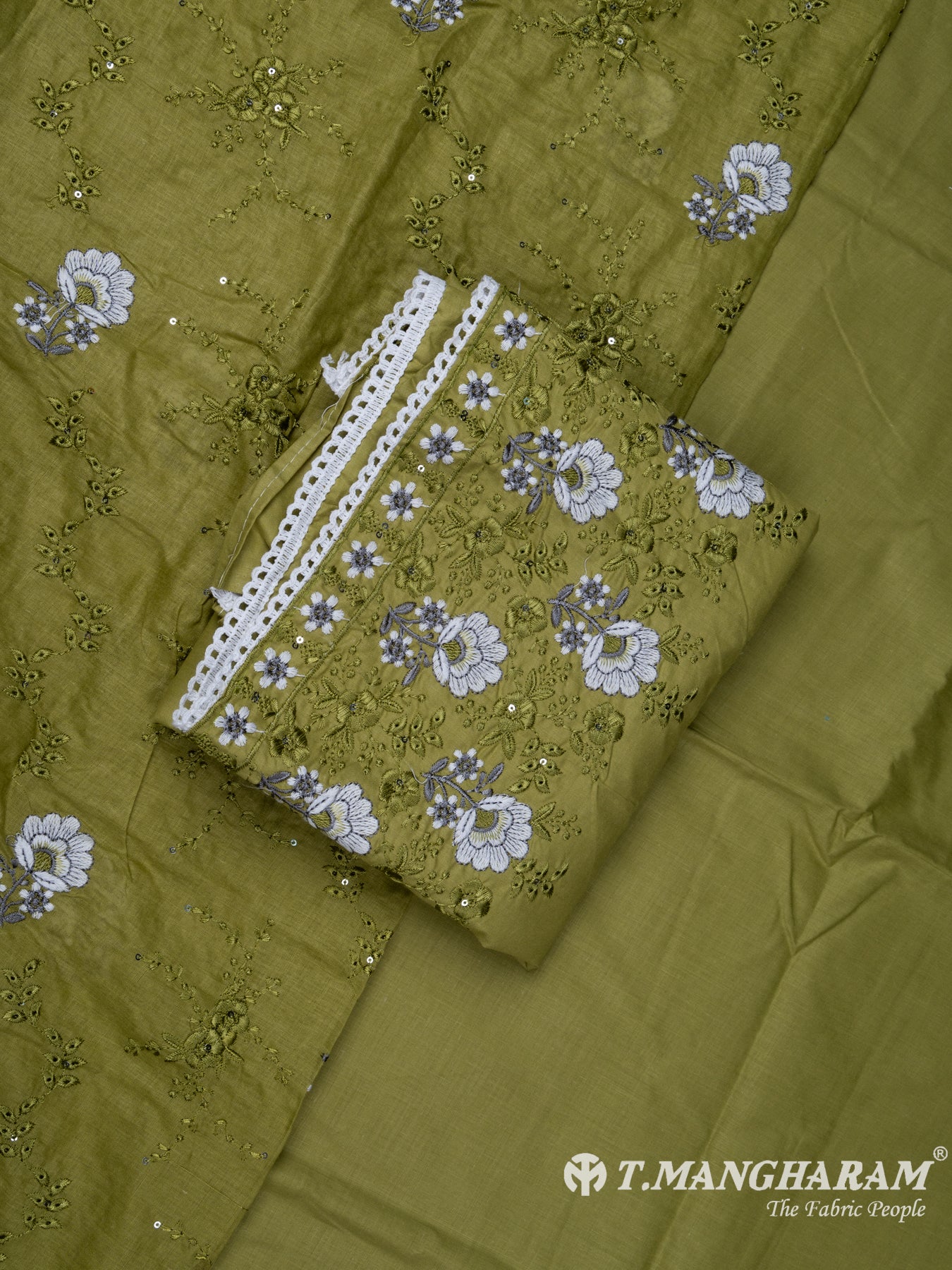 Green Cotton Chudidhar Fabric Set - EH1479 view-1