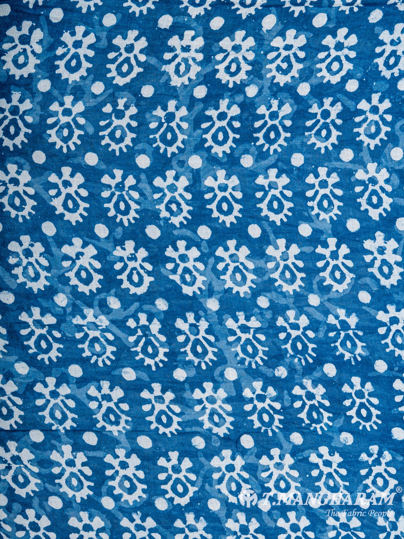 Blue Cotton Ikat Print Fabric - EC5654 view-3