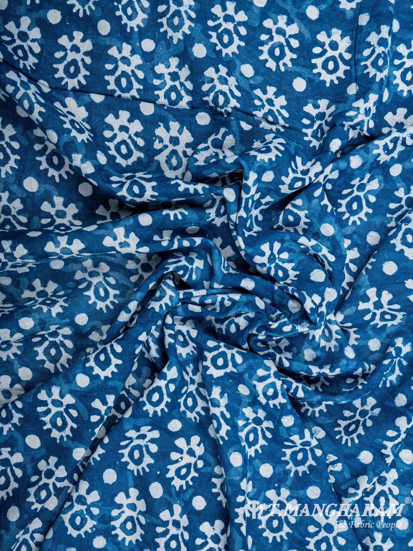 Blue Cotton Ikat Print Fabric - EC5654 view-4