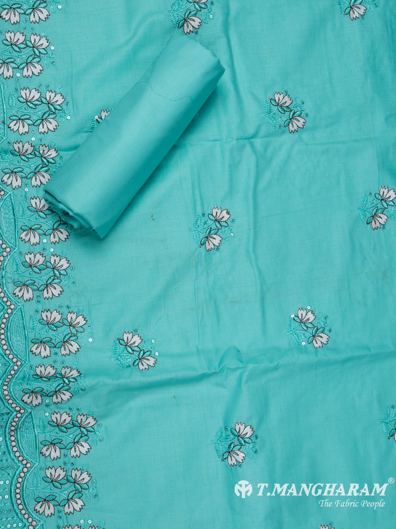 Green Cotton Chudidhar Fabric Set - EH1476 view-2