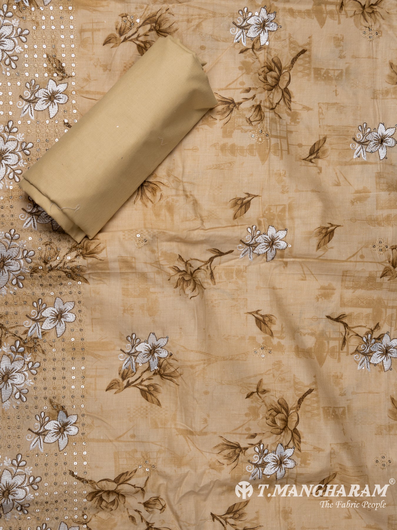 Beige Cotton Chudidhar Fabric Set - EH1445 view-2