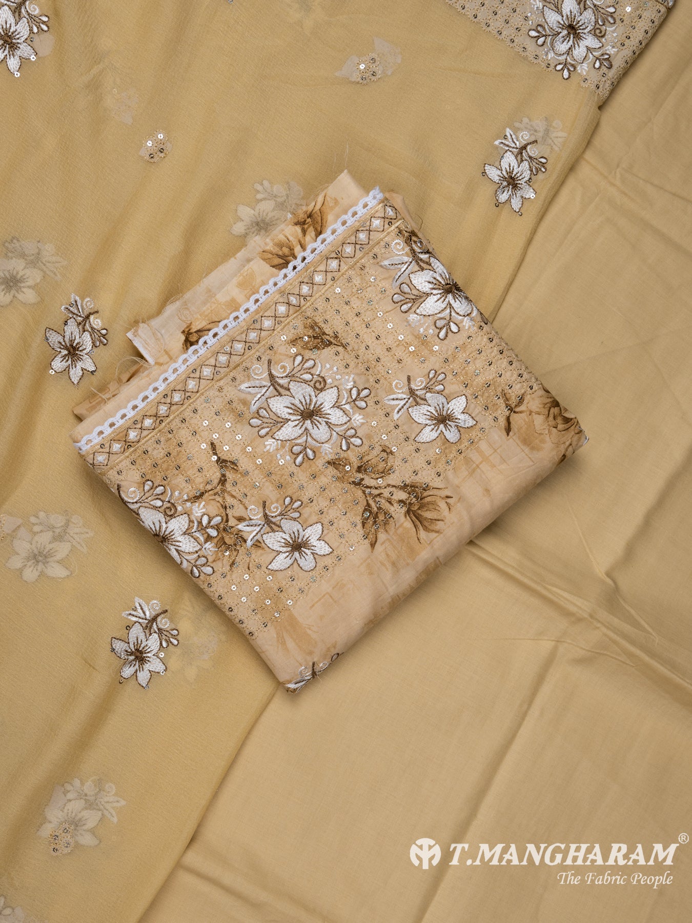 Beige Cotton Chudidhar Fabric Set - EH1445 view-1