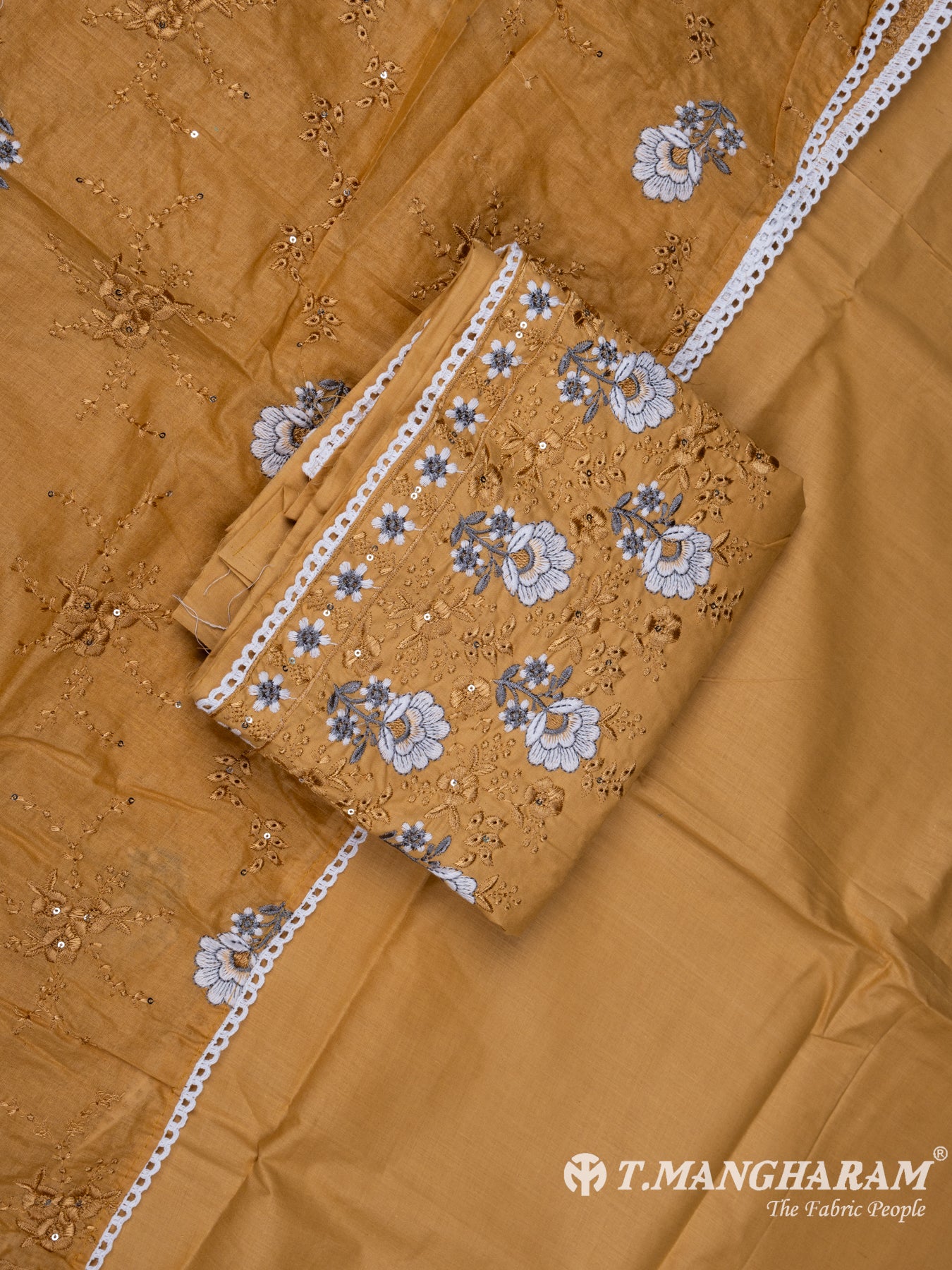 Beige Cotton Chudidhar Fabric Set - EH1478 view-1