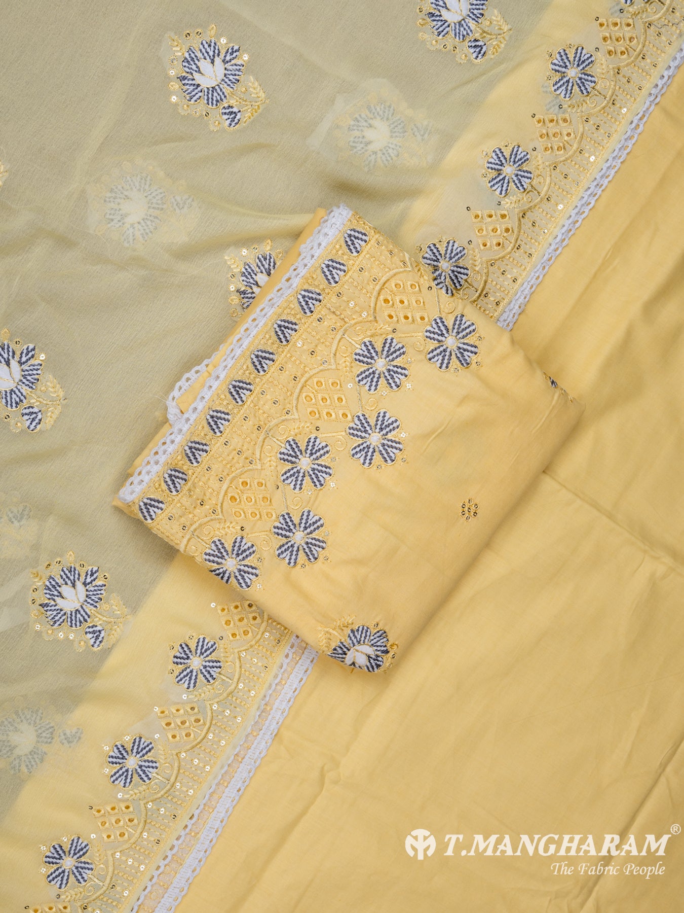 Yellow Cotton Chudidhar Fabric Set - EH1452 view-1