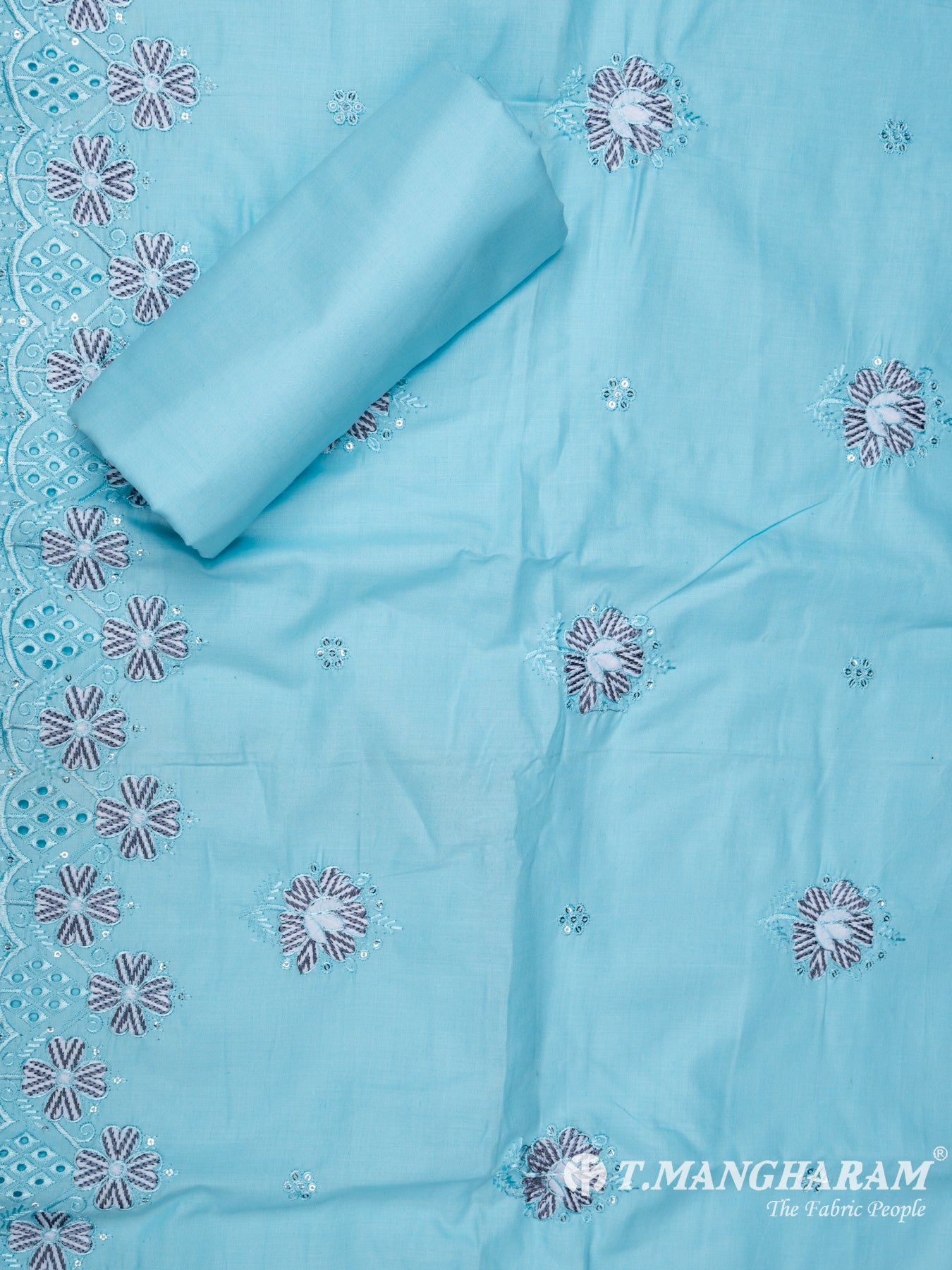 Blue Cotton Chudidhar Fabric Set - EH1453 view-2