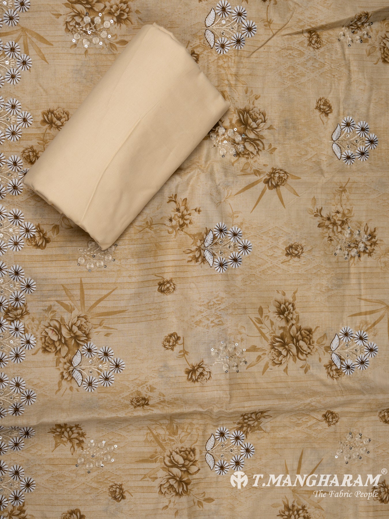 Beige Cotton Chudidhar Fabric Set - EH1492 view-2