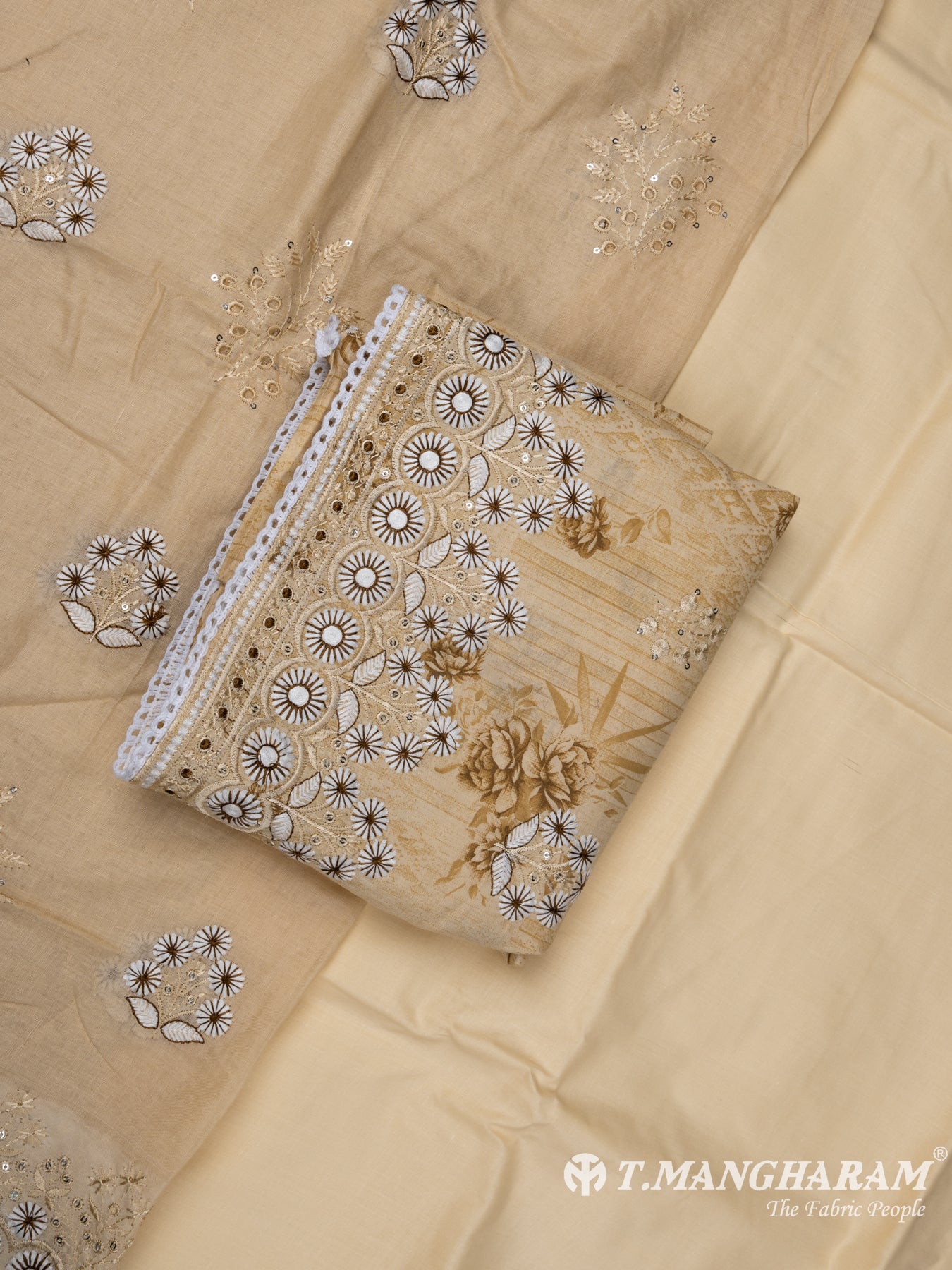 Beige Cotton Chudidhar Fabric Set - EH1492 view-1