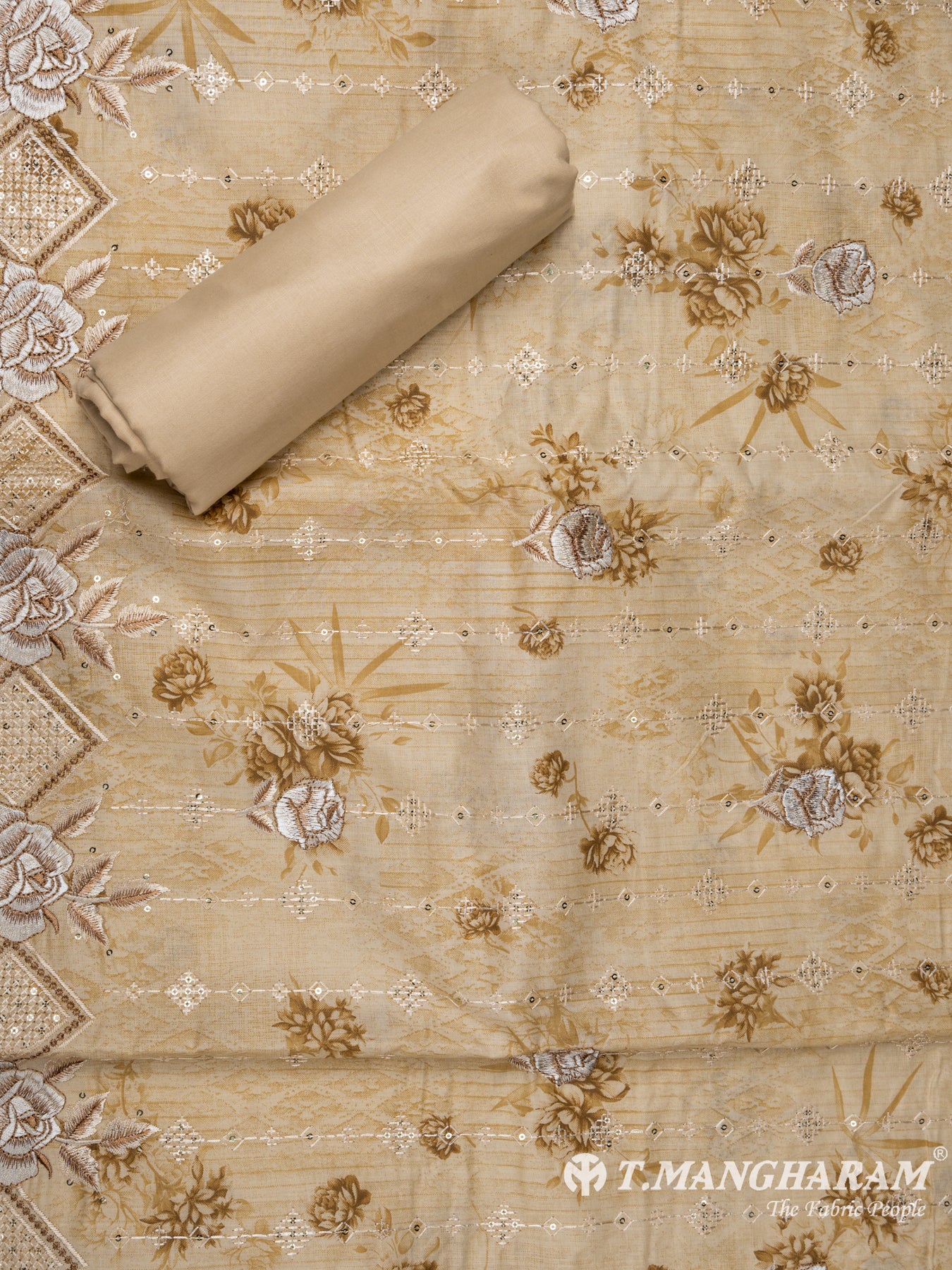 Beige Cotton Chudidhar Fabric Set - EH1498 view-2