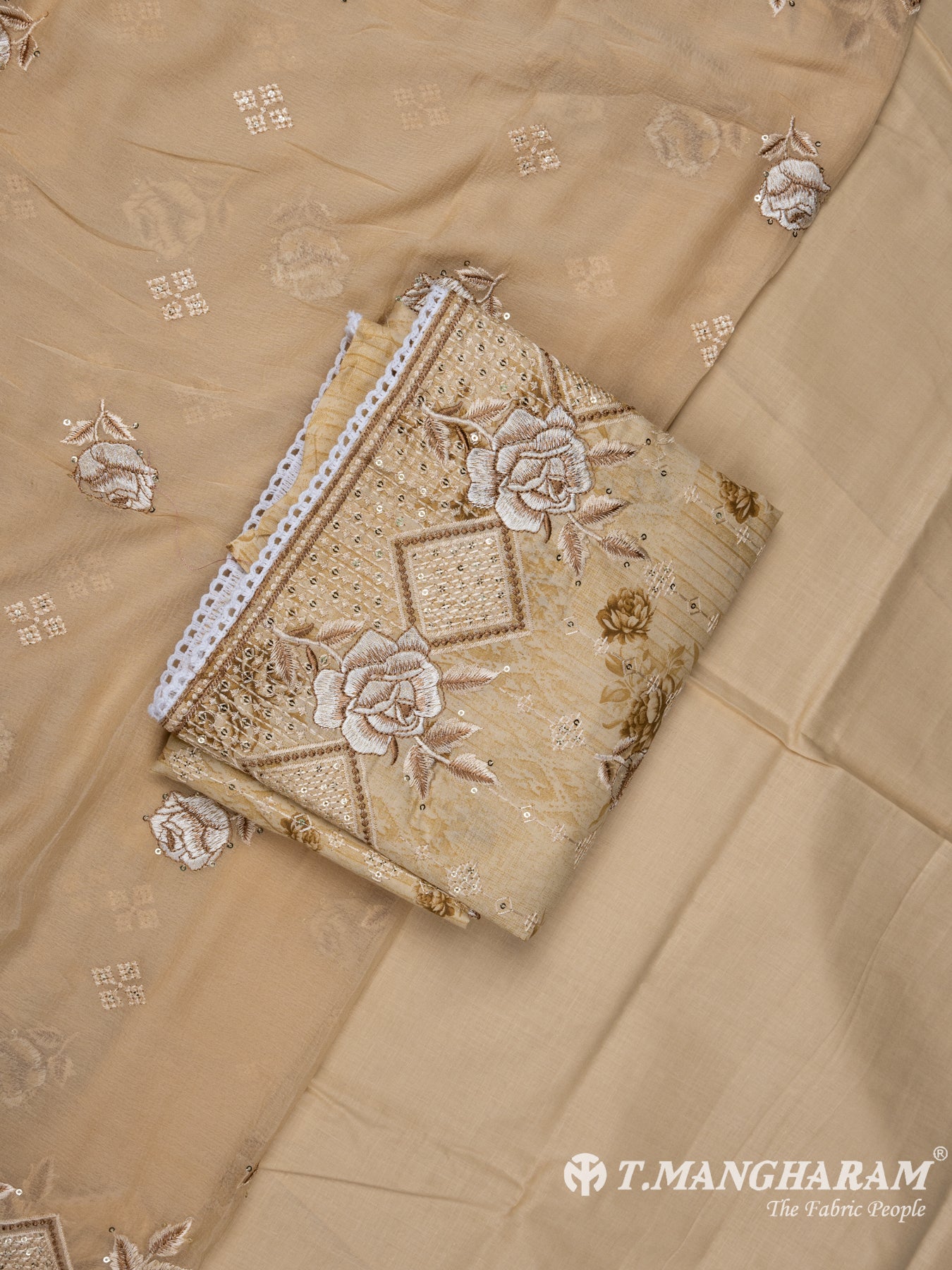 Beige Cotton Chudidhar Fabric Set - EH1498 view-1