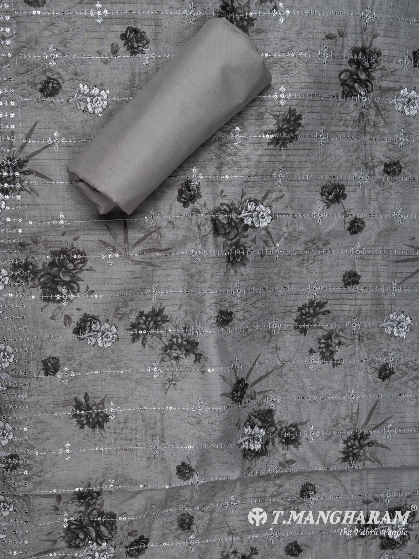 Grey Cotton Chudidhar Fabric Set - EH1494 view-2