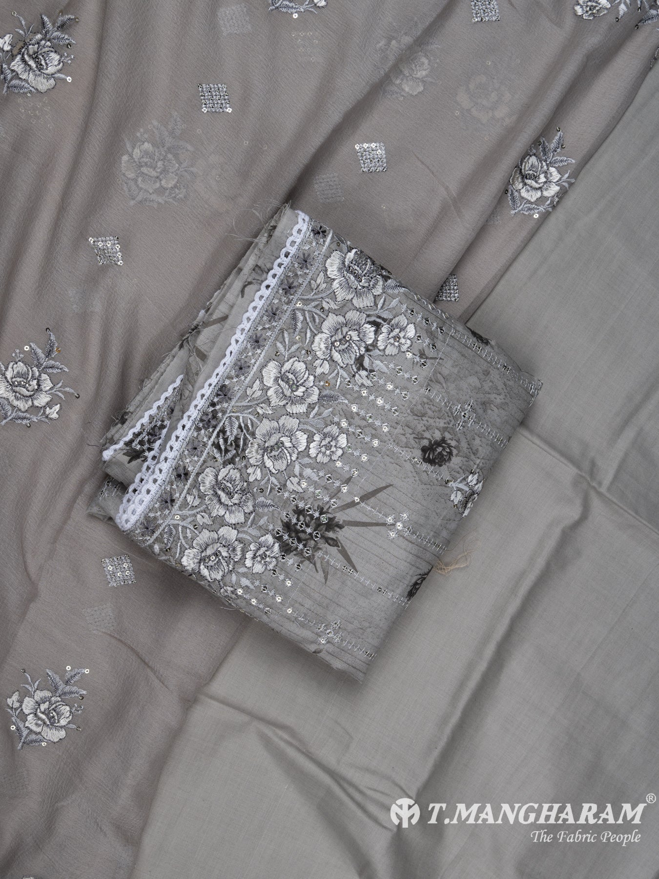 Grey Cotton Chudidhar Fabric Set - EH1494 view-1