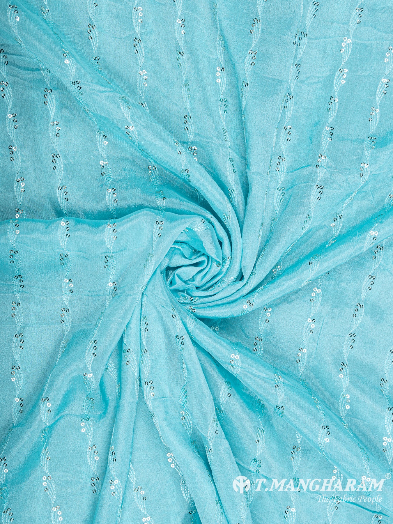 Blue Chinnon Silk Fabric - EC5816 view-1