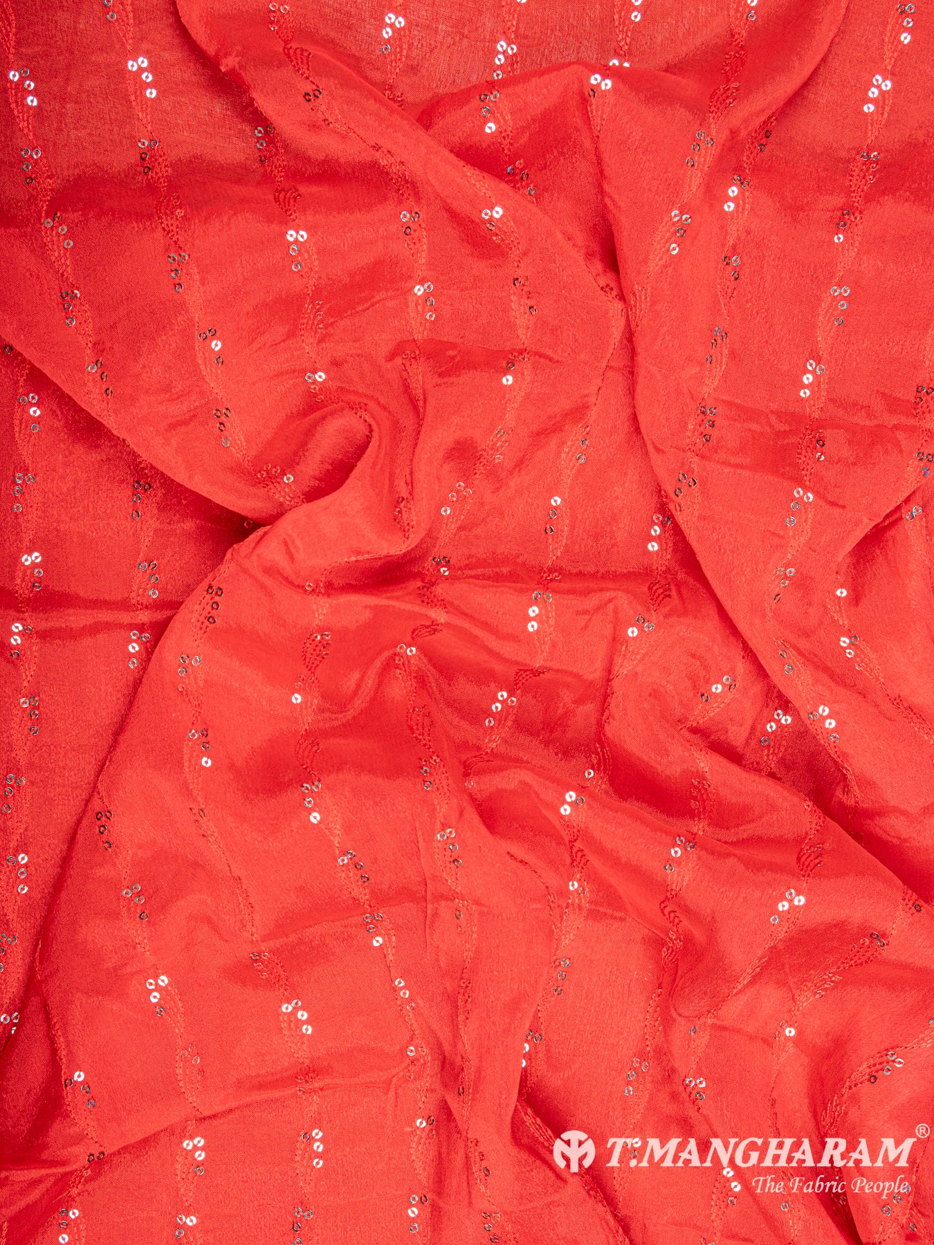 Red Chinnon Silk Fabric - EC5820 vew-4