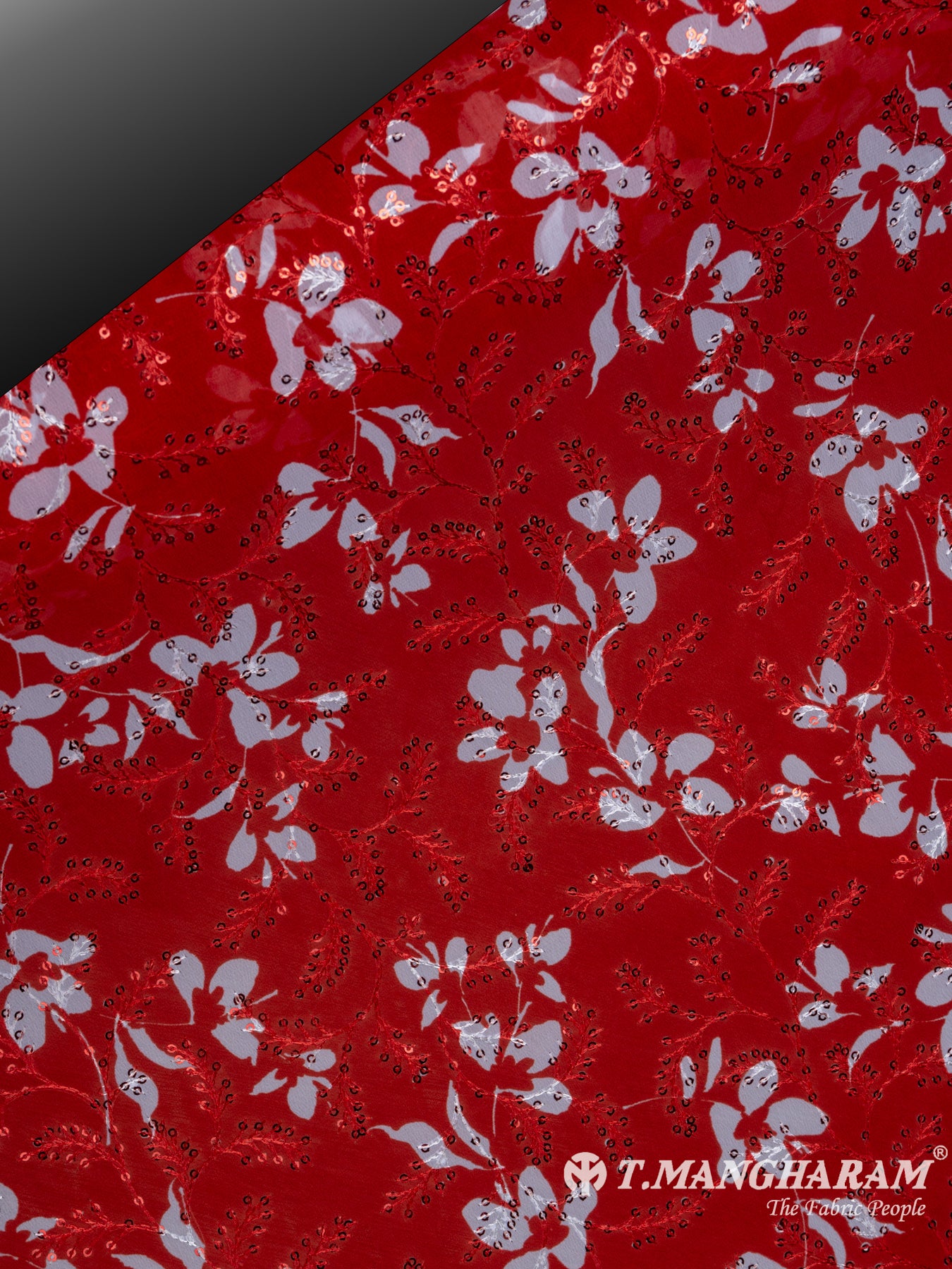 Red Georgette Embroidery Fabric - EB5424 view-2